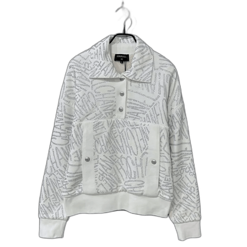Chanel 21N Snow Series Rhinestone Letter Sweater