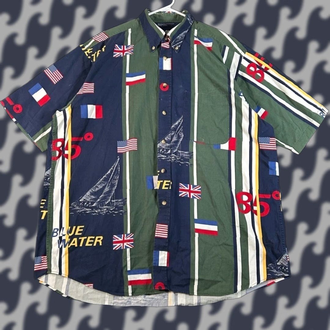 Nautica Nautica Shirt Button-Down Navy Blue Water Sailing Flag Short Sleeve XL Mens Collared Pocket-Graphic Preppy Casual"} Size US XL / EU 56 / 4 - 1 Thumbnail