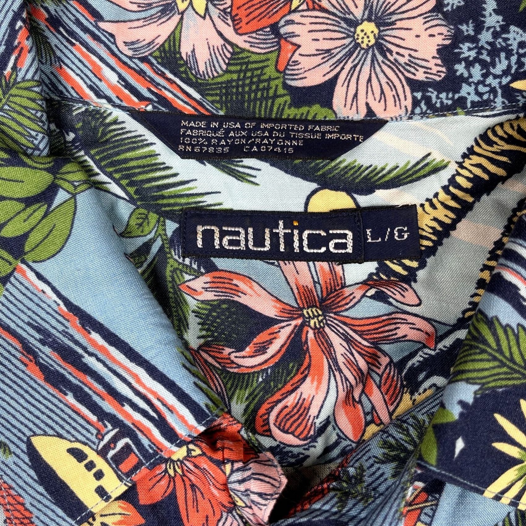 Nautica VINTAGE Nautica Camp Shirt USA Made Large Blue Seaplane Island Sailboat Birds Size US L / EU 52-54 / 3 - 6 Thumbnail