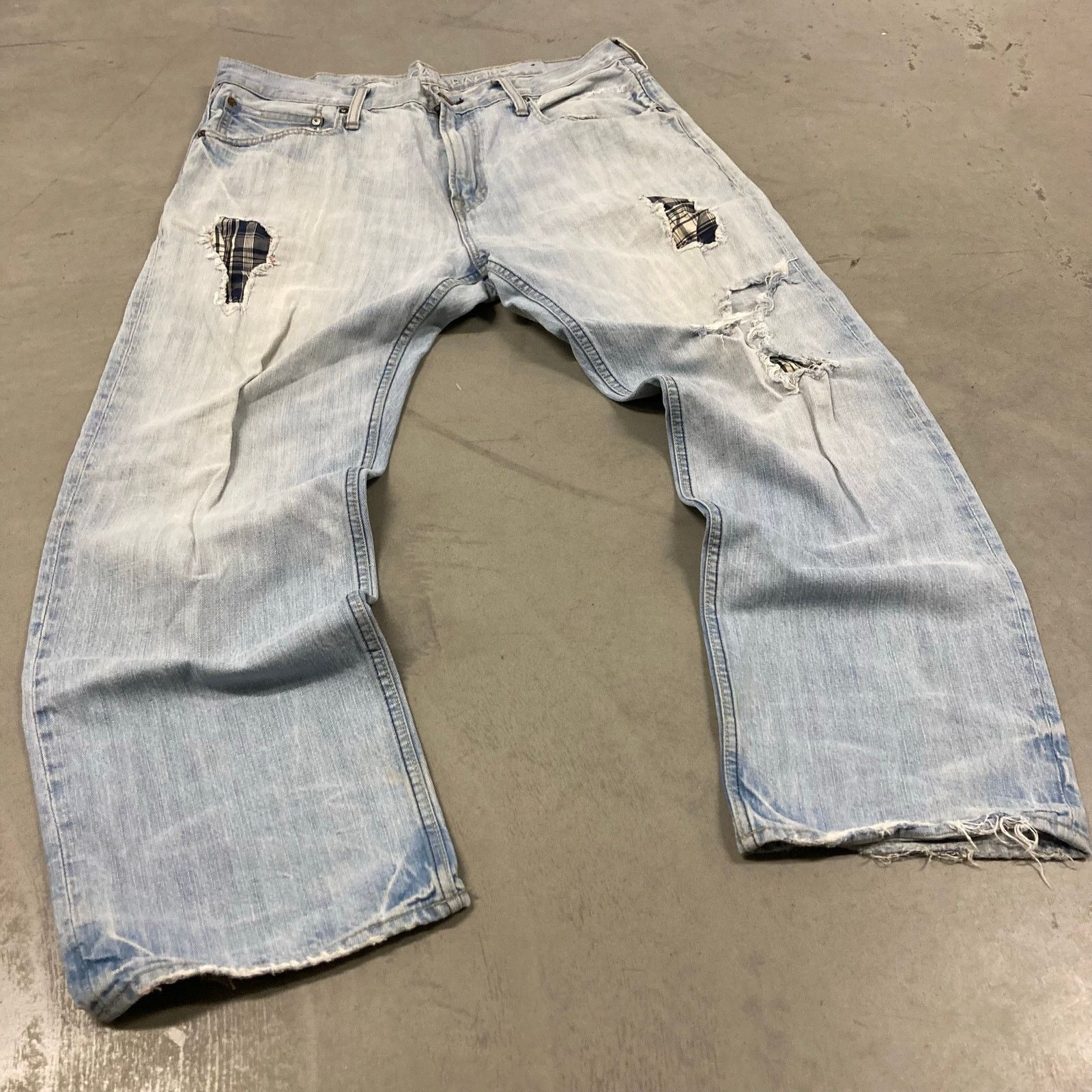 American Eagle Outfitters × Vintage Y2K American eagle flannel patchwork baggy jeans 38x32 Size US 38 / EU 54 - 1 Thumbnail
