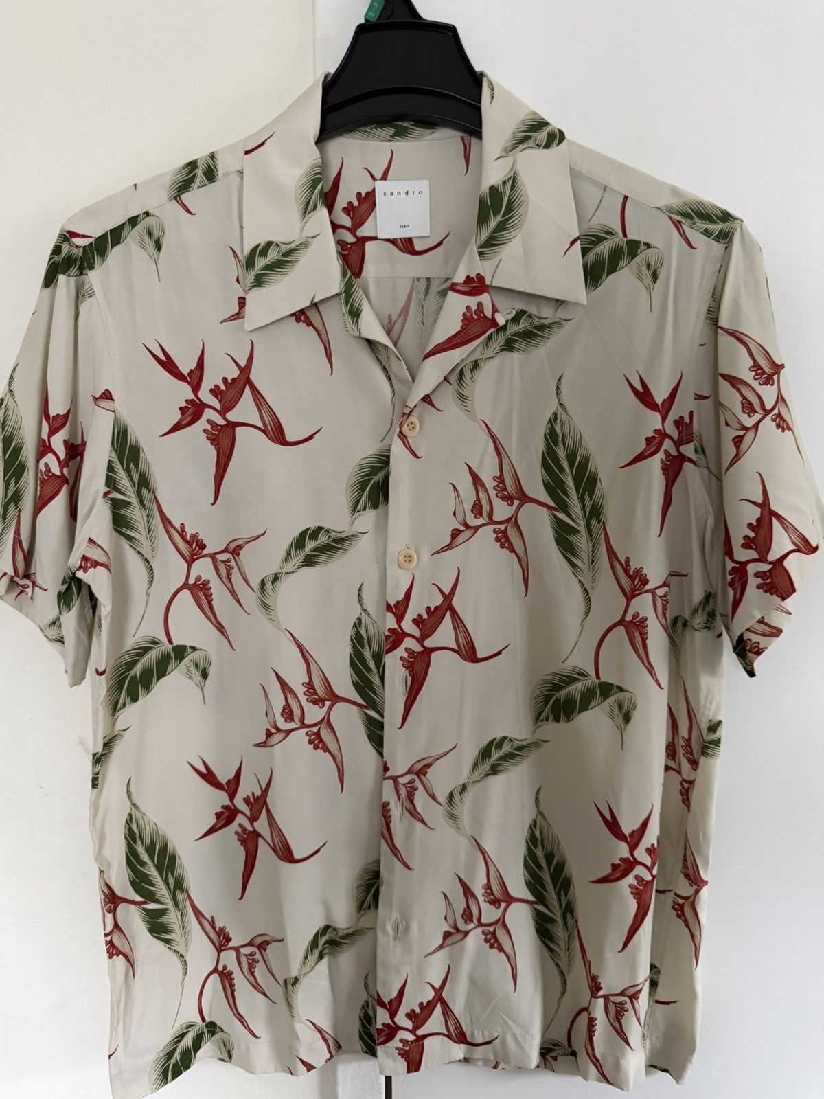 Sandro Sandro Paris Tropical Print Short Sleeve Size US S / EU 44-46 / 1 - 1 Thumbnail