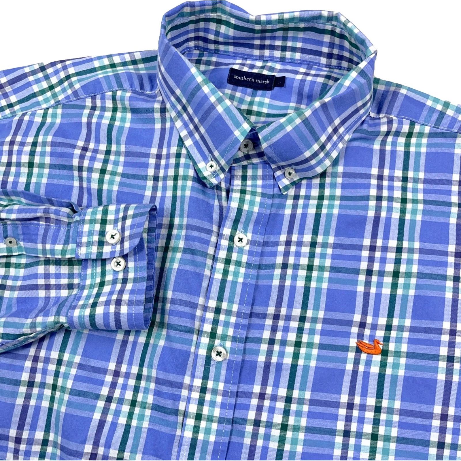 Vintage Southern Marsh Purple Plaid Button-Up Shirt Men 2XL Casual Business Workwear Long Sleeve Size 48R - 2 Thumbnail