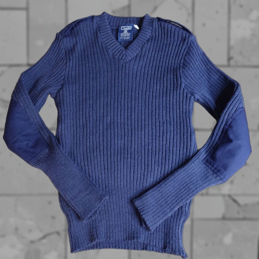 Commando Citadel Sweater Men V-Neck Wool Long Sleeve Blue Solid Medium Size US M / EU 48-50 / 2 - 1 Thumbnail