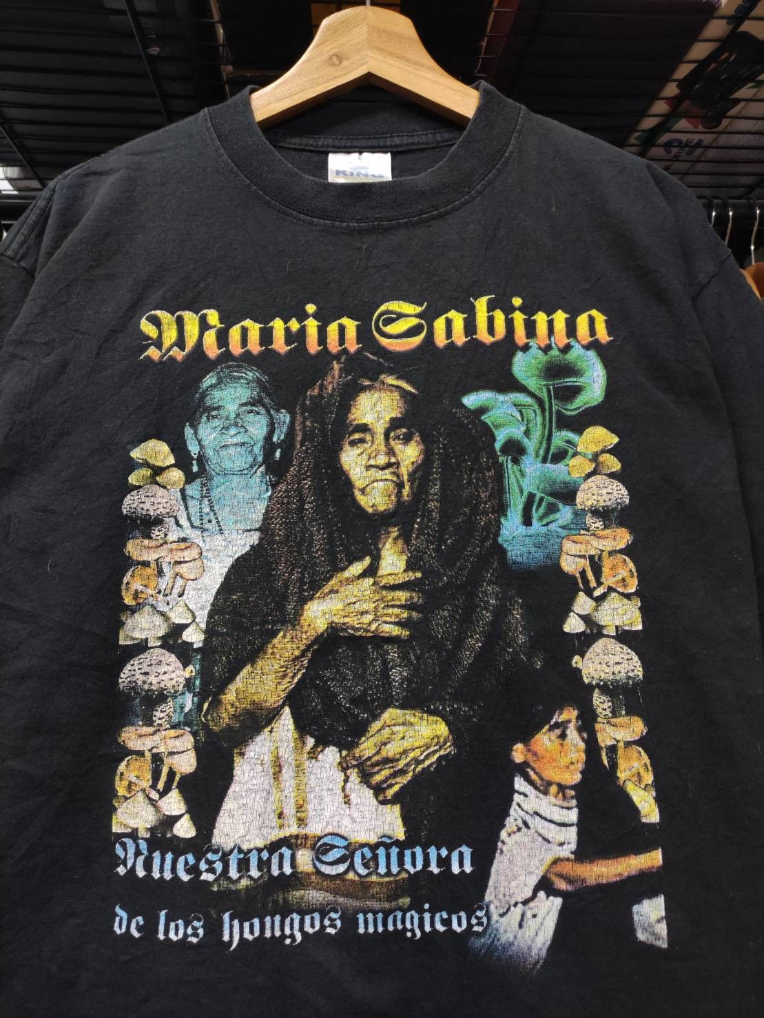 Vtg 90's Maria Sabina Shaman Psychedelic Mushroom T-Shirt