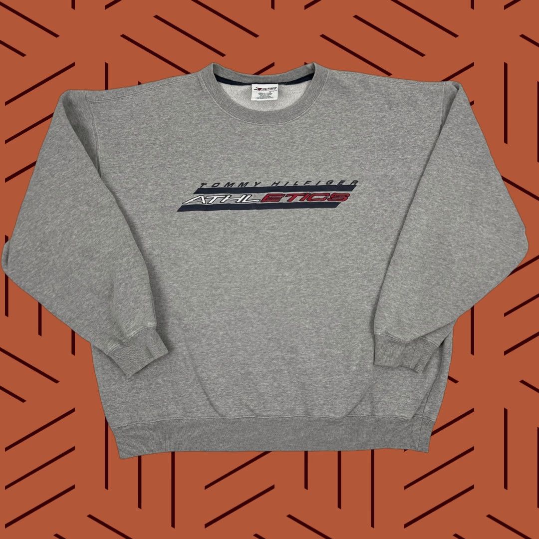 Tommy Hilfiger Y2K Tommy Hilfiger Athletics Sweatshirt Mens XL Gray Fleece Embroidered Crewneck Size US XL / EU 56 / 4 - 1 Thumbnail