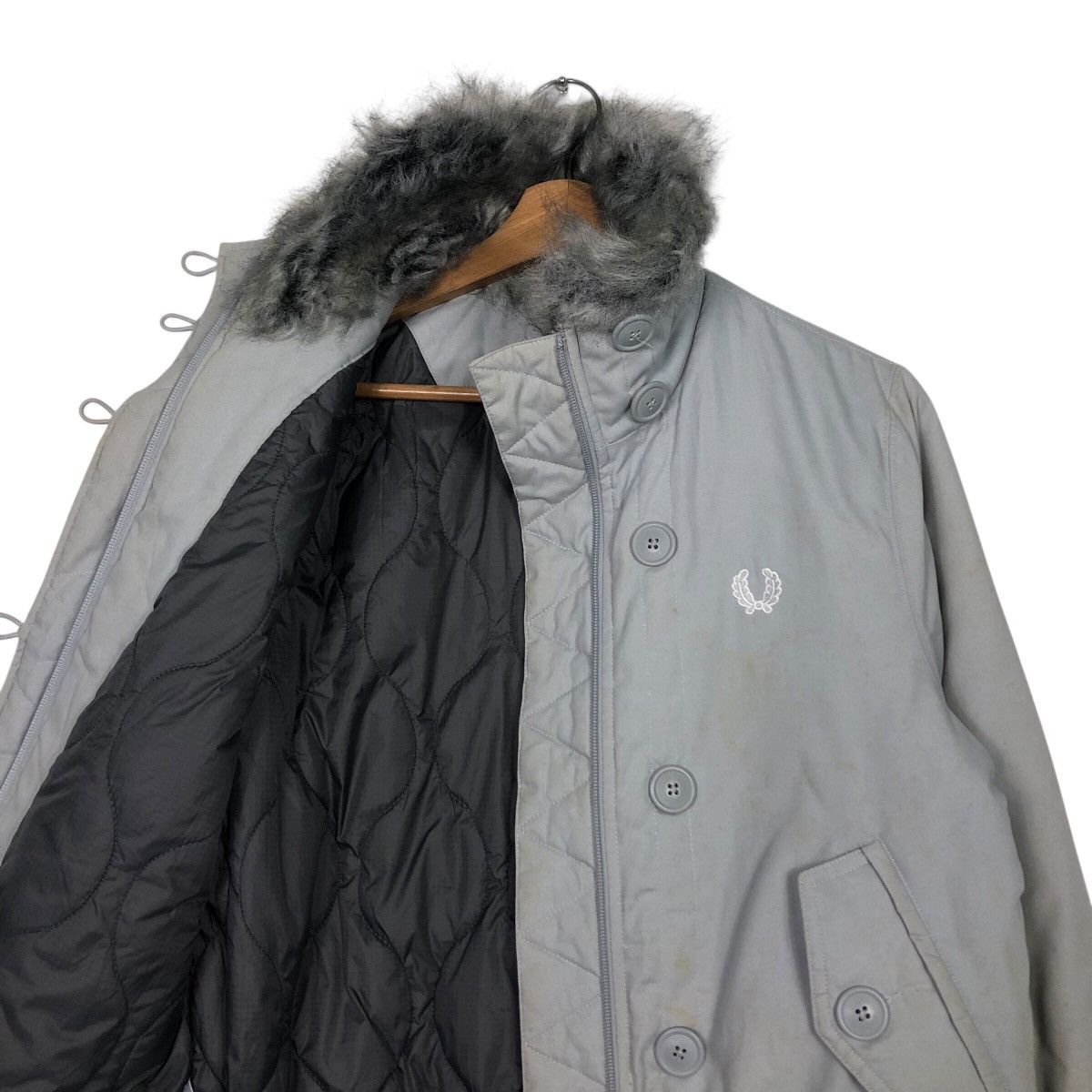 Fred Perry 📌Vintage Biker Jacket Rich Grey Fred Perry Mink Fur Collar Size US M / EU 48-50 / 2 - 13 Thumbnail