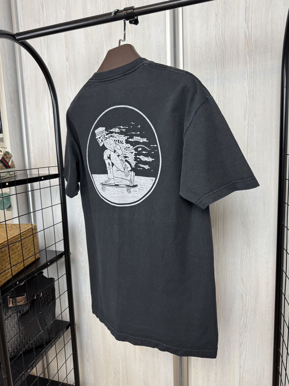 Vintage Sketchy Tank Skateboard Skull Pizza Back Skeleton knife tee Size US L / EU 52-54 / 3 - 8 Thumbnail