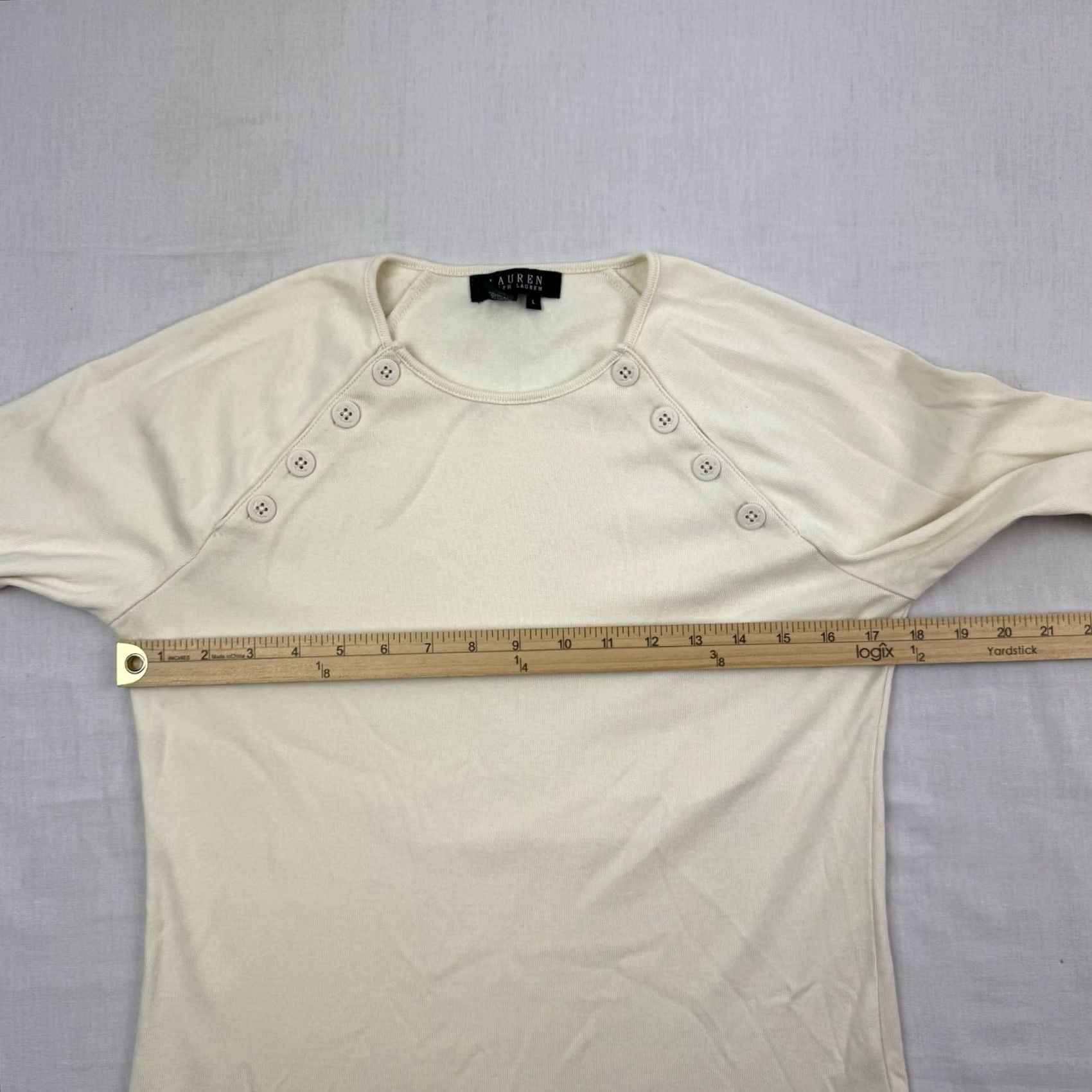 Ralph Lauren VINTAGE Lauren Ralph Lauren Shirt Womens Large Designer Preppy Beige Long Sleeve Size L / US 10 / IT 46 - 7 Thumbnail