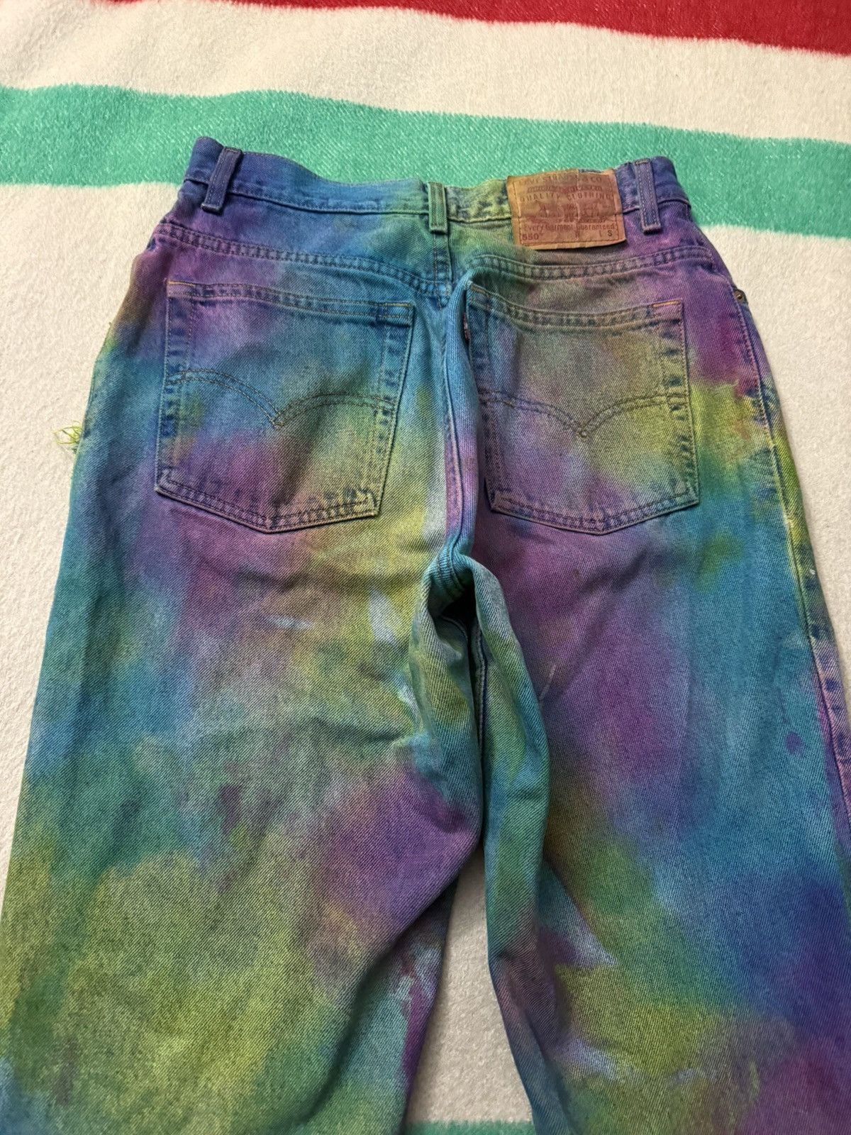 (SOUND)+(VISION) × Levi's × Levi's Vintage Clothing Vintage 90s Tie Dye Paint Splatter 550 Levi’s Jeans 28x28 Size US 28 / EU 44 - 6 Thumbnail