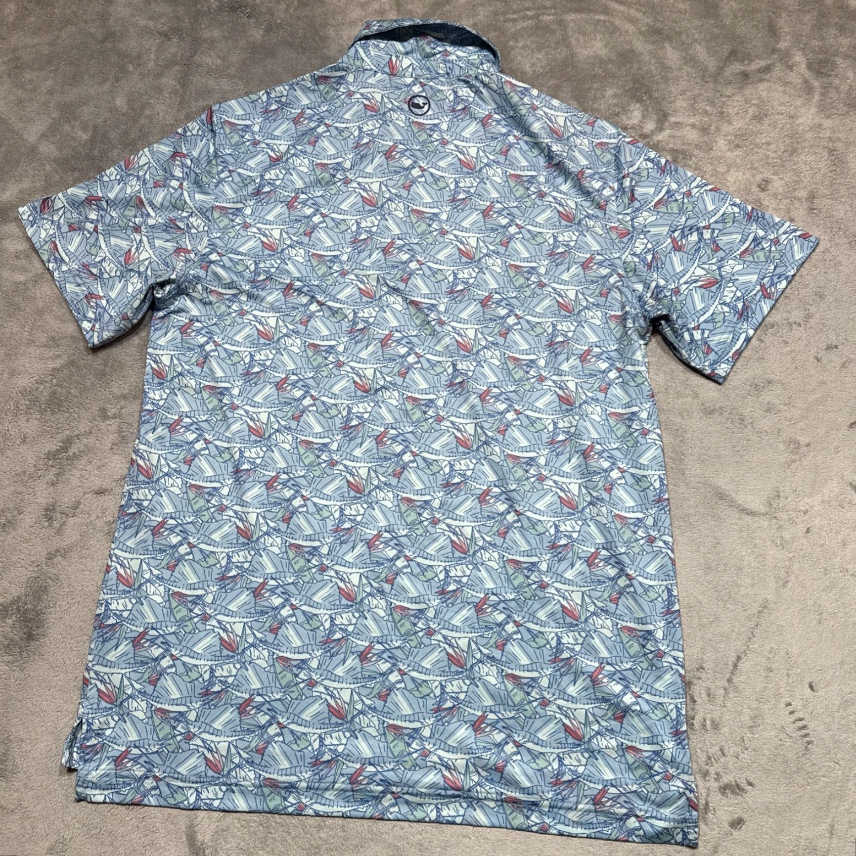 Vineyard Vines Vineyard Vines Polo Mens Medium Blue Geometric Floral Golf Preppy Fish Performance Size US M / EU 48-50 / 2 - 6 Thumbnail
