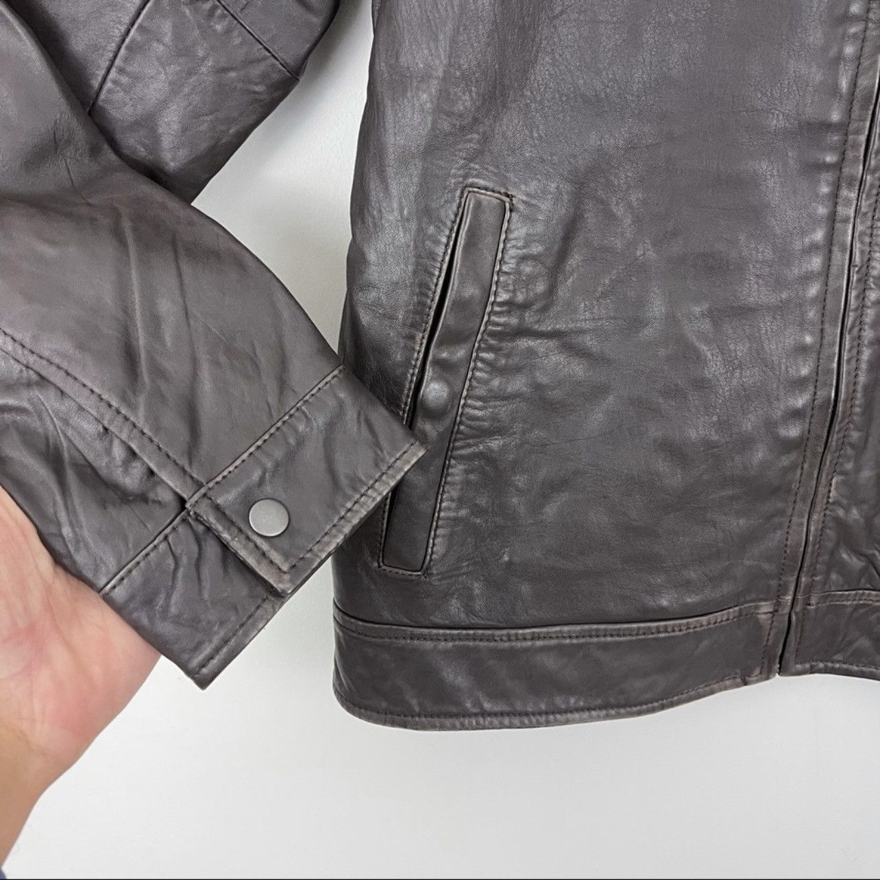 Lucky Brand Lucky Brand Antique Leather Zip Leather Jacket Size US M / EU 48-50 / 2 - 5 Thumbnail