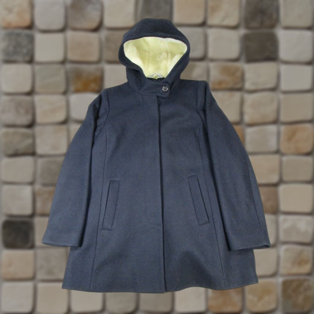 J.Crew VINTAGE J.Crew Overcoat Womens 8 Blue Wool Hooded Parka Size M / US 6-8 / IT 42-44 - 1 Thumbnail