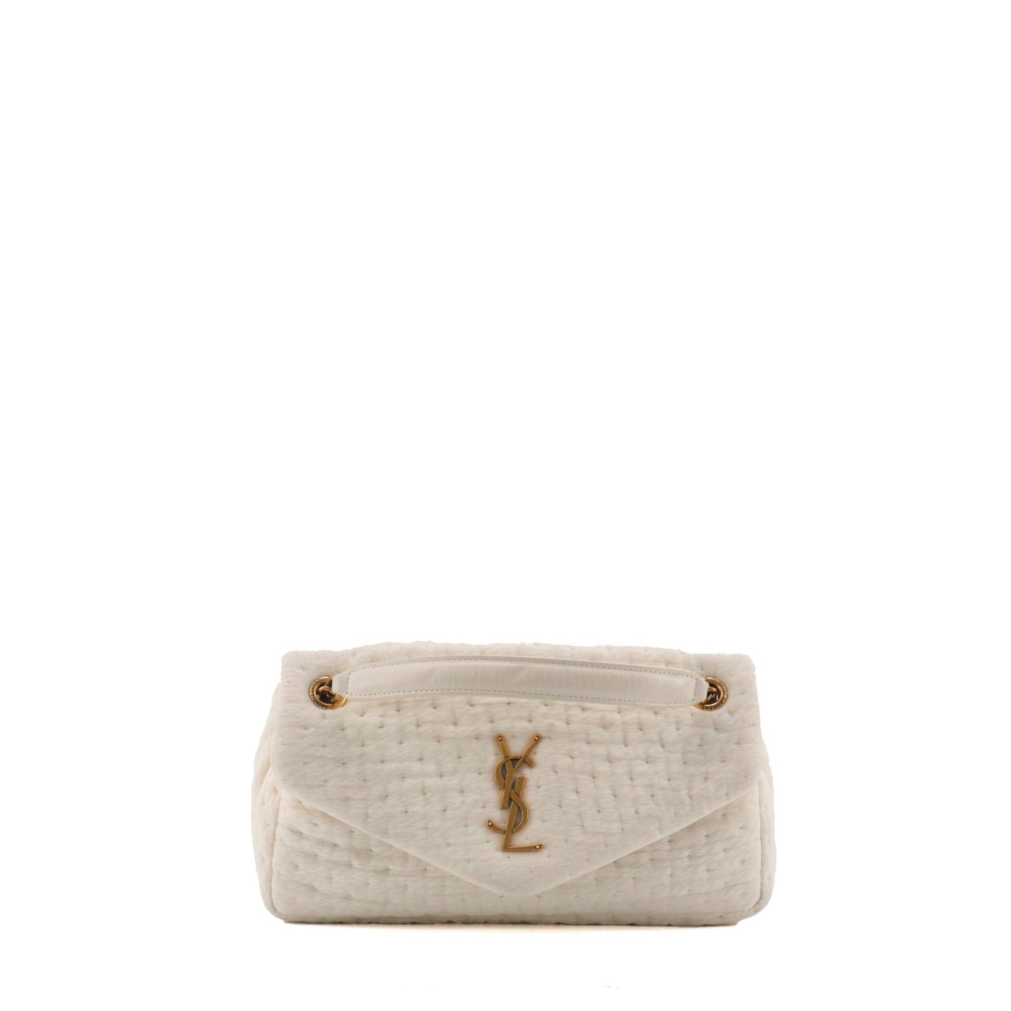 Saint Laurent Paris Saint Laurent - Saint Laurent Calypso Shoulder Bag In Cream Canvas in White, Women's