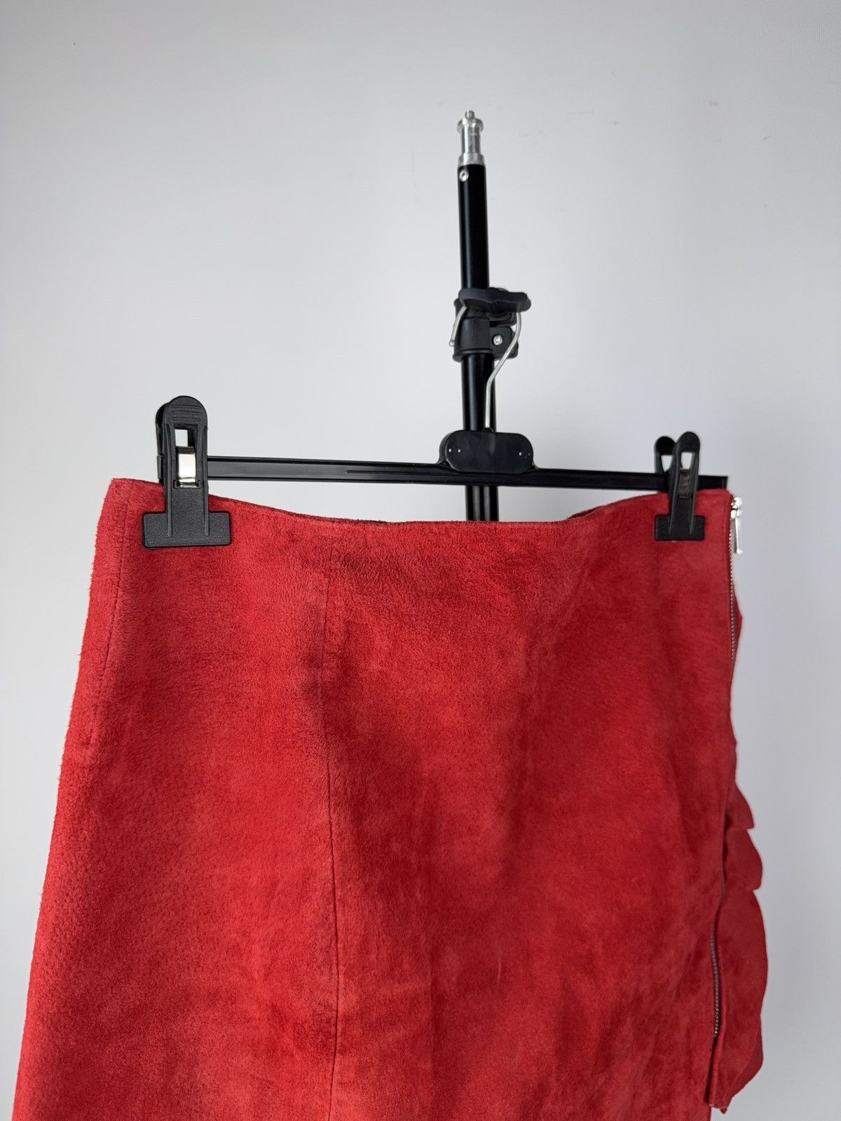 Other Vintage Y2K Leather Avant-Garde Retro 90s Red Mini Skirt Size 30" / US 8 / IT 44 - 2 Thumbnail