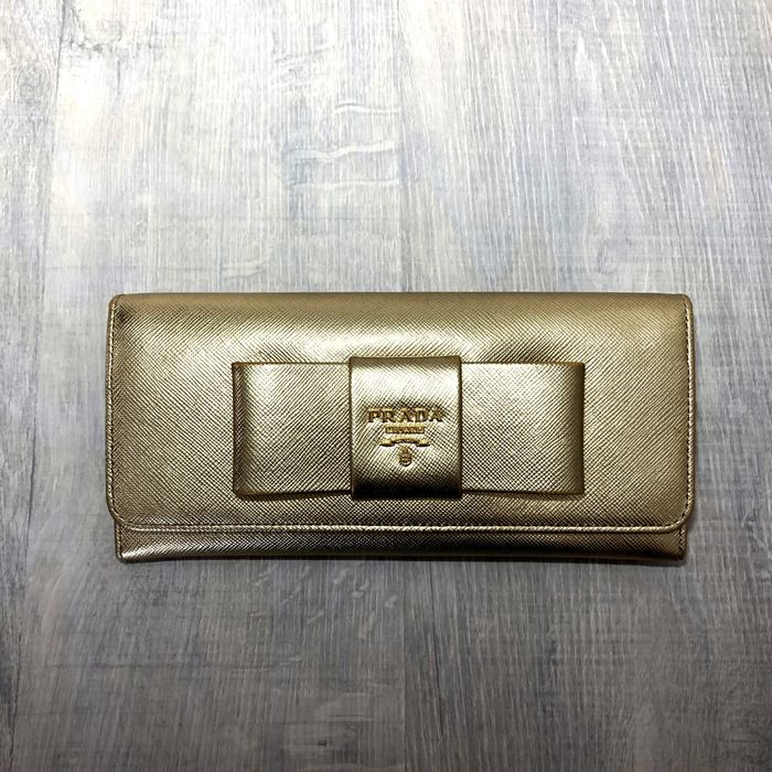 Prada Prada Saffiano Wallet Ribbon Gold | Grailed