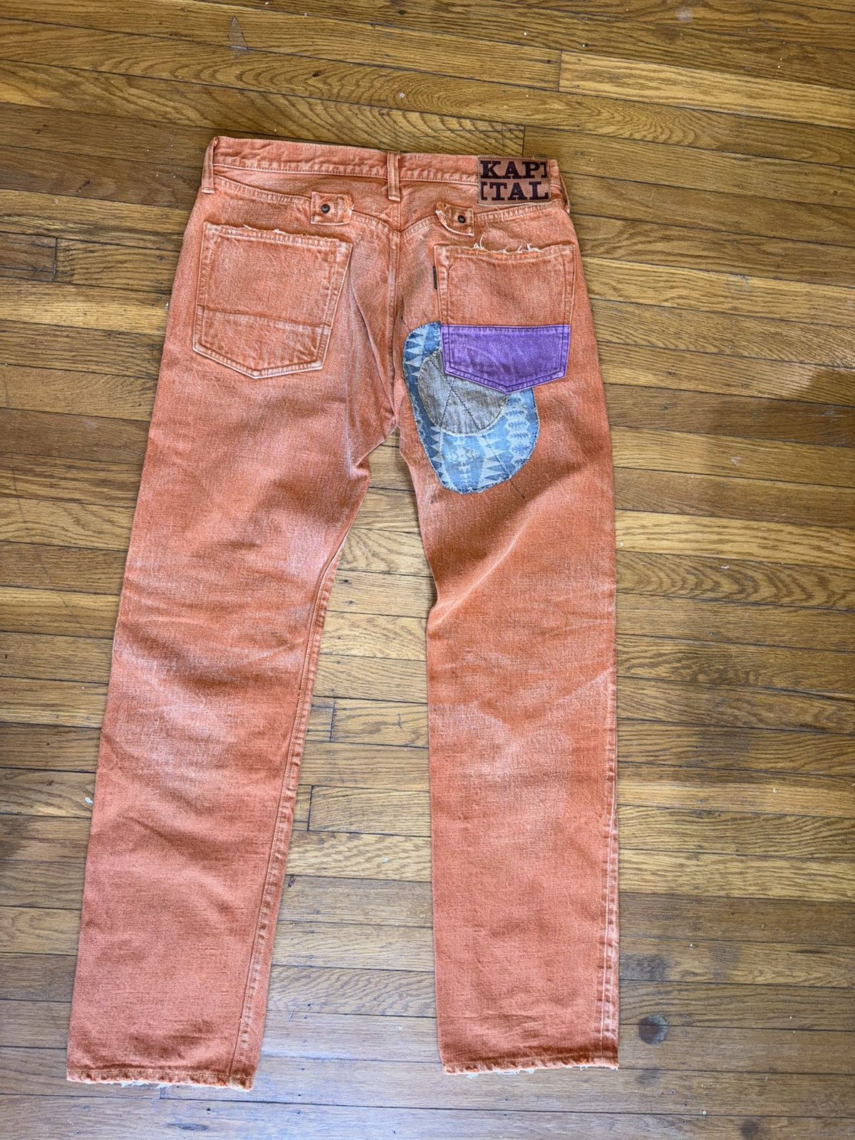 Kapital Kapital Boro Patchwork Repair Denim - Orange Garment Dyed Size US 34 / EU 50 - 9 Thumbnail
