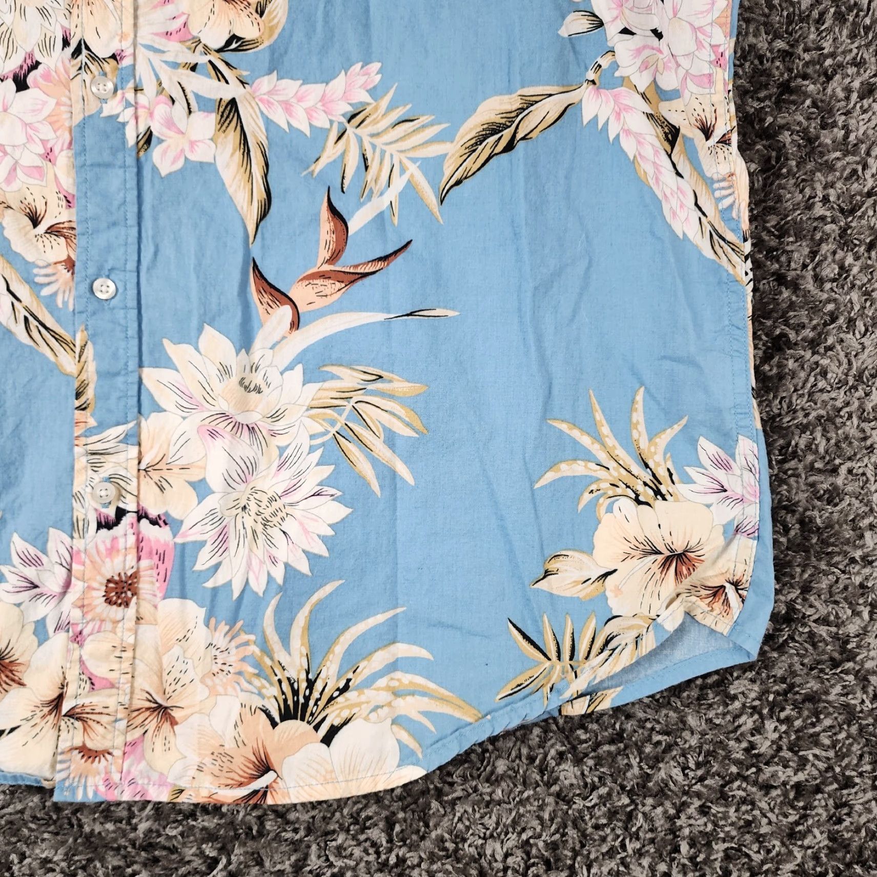 Primark Primark Mens Blue Floral Short Sleeve Hawaiian Button-Up Size 2XL Size US 39 - 2 Thumbnail