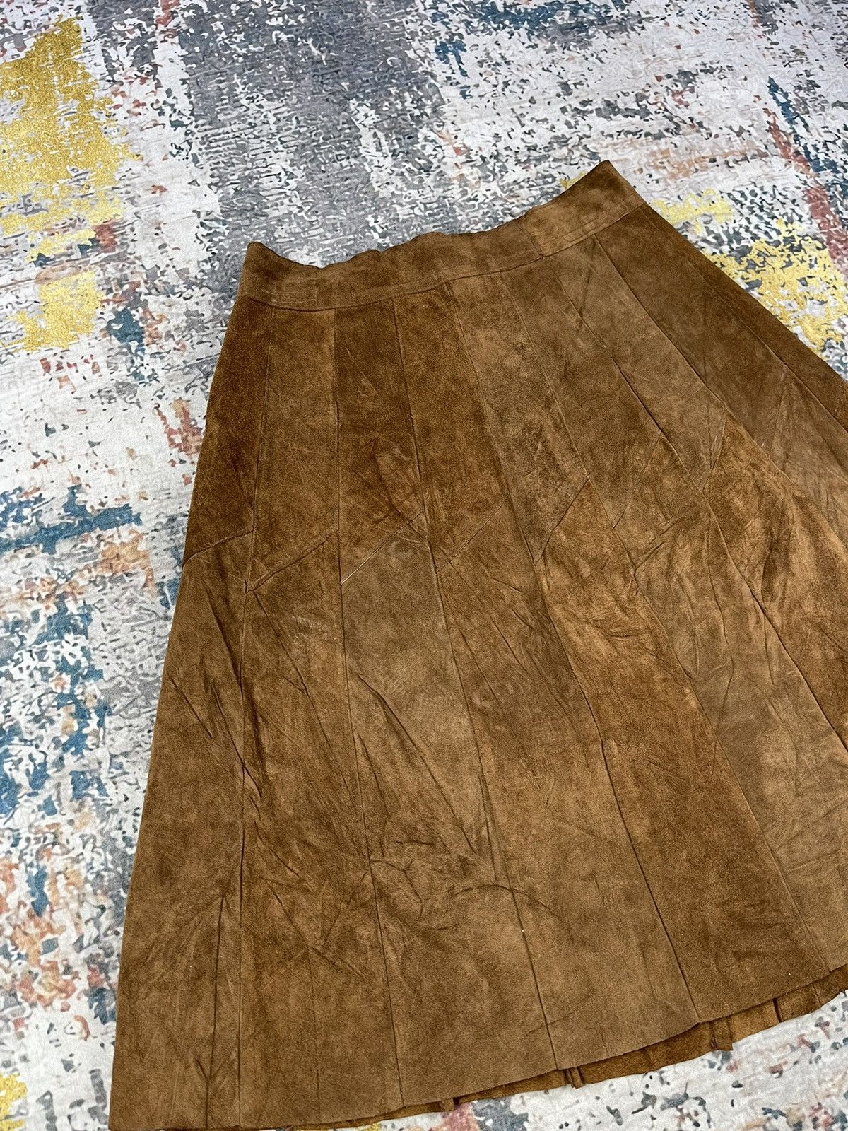Leather Vintage Suede Leather Button Wrap Flared Skirt Size 27" / US 4 / IT 40 - 6 Thumbnail