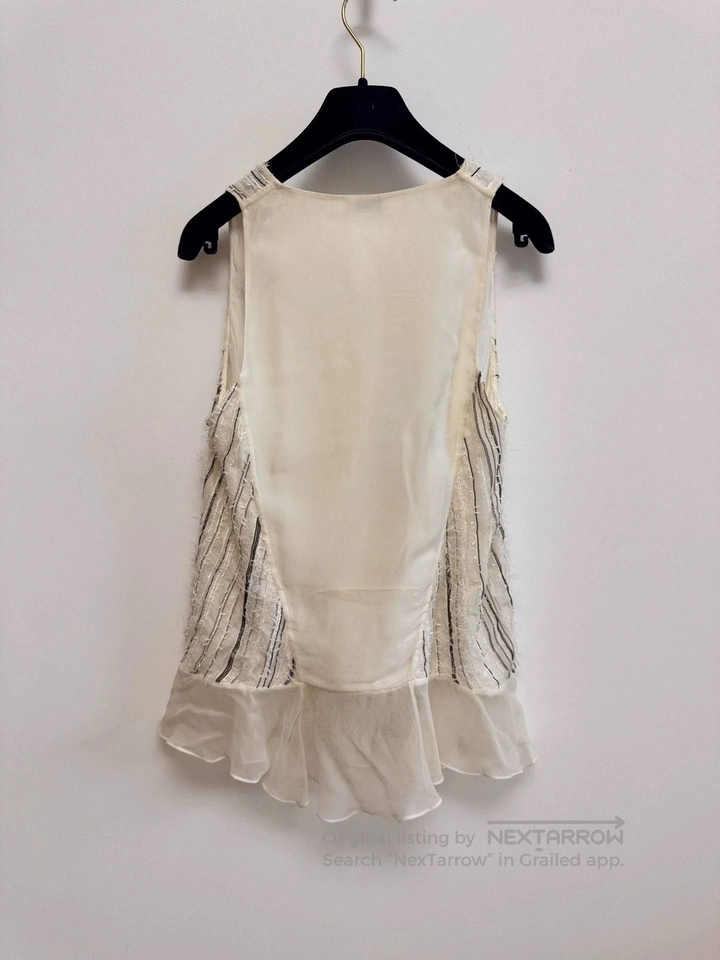 Brunello Cucinelli brunello cucinelli white silk beaded tank top. Size US XS / EU 42 / 0 - 3 Thumbnail