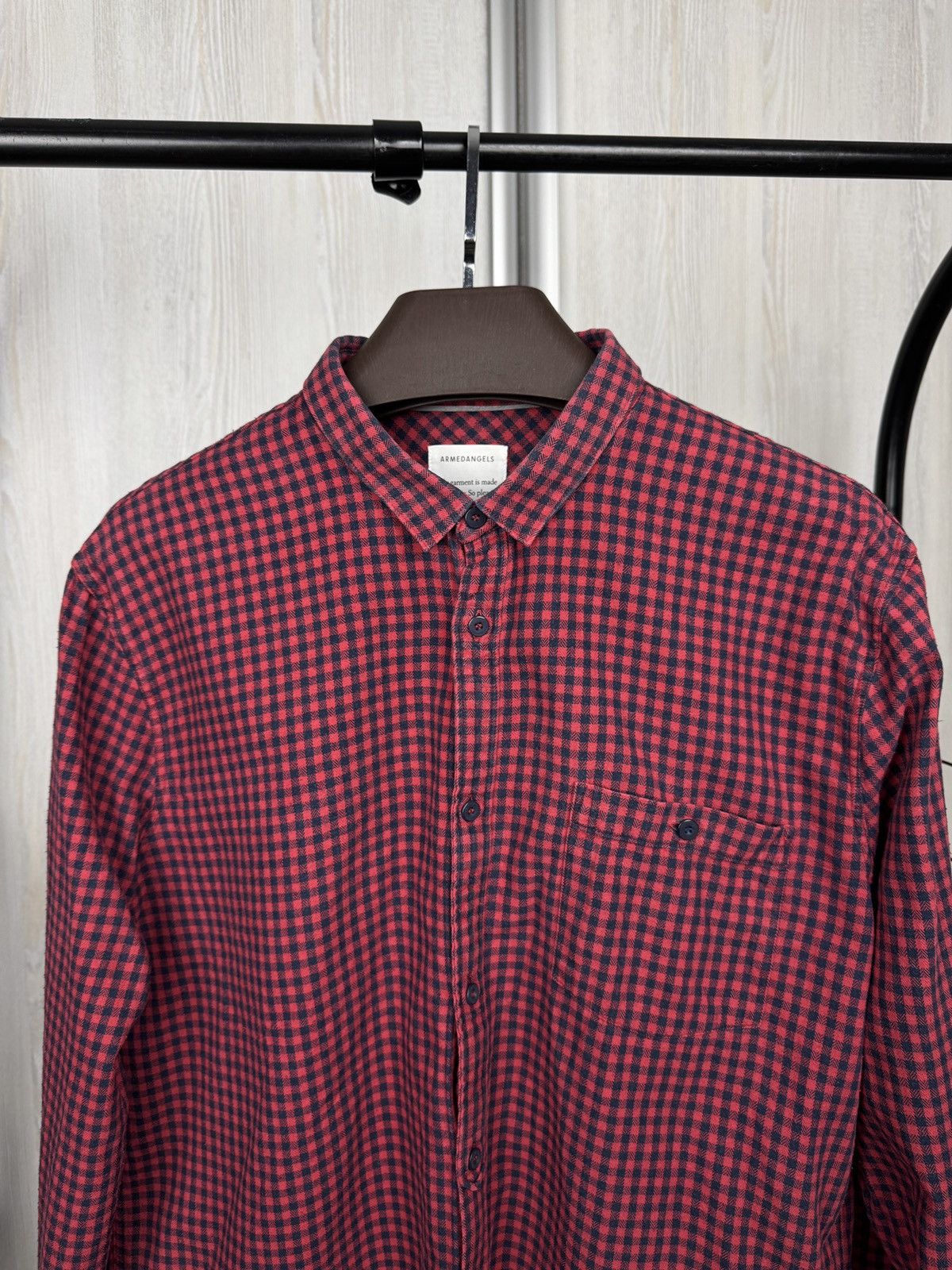 Designer Armedangels checkered plaid flannel long sleeve red shirt Size US XL / EU 56 / 4 - 5 Thumbnail