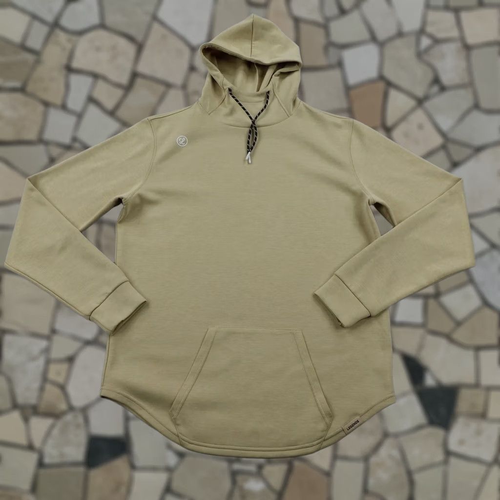 Vintage Legends Hoodie Mens XL Beige Pullover Sweatshirt Performance Athletic Curved Hem Size US XL / EU 56 / 4 - 1 Thumbnail
