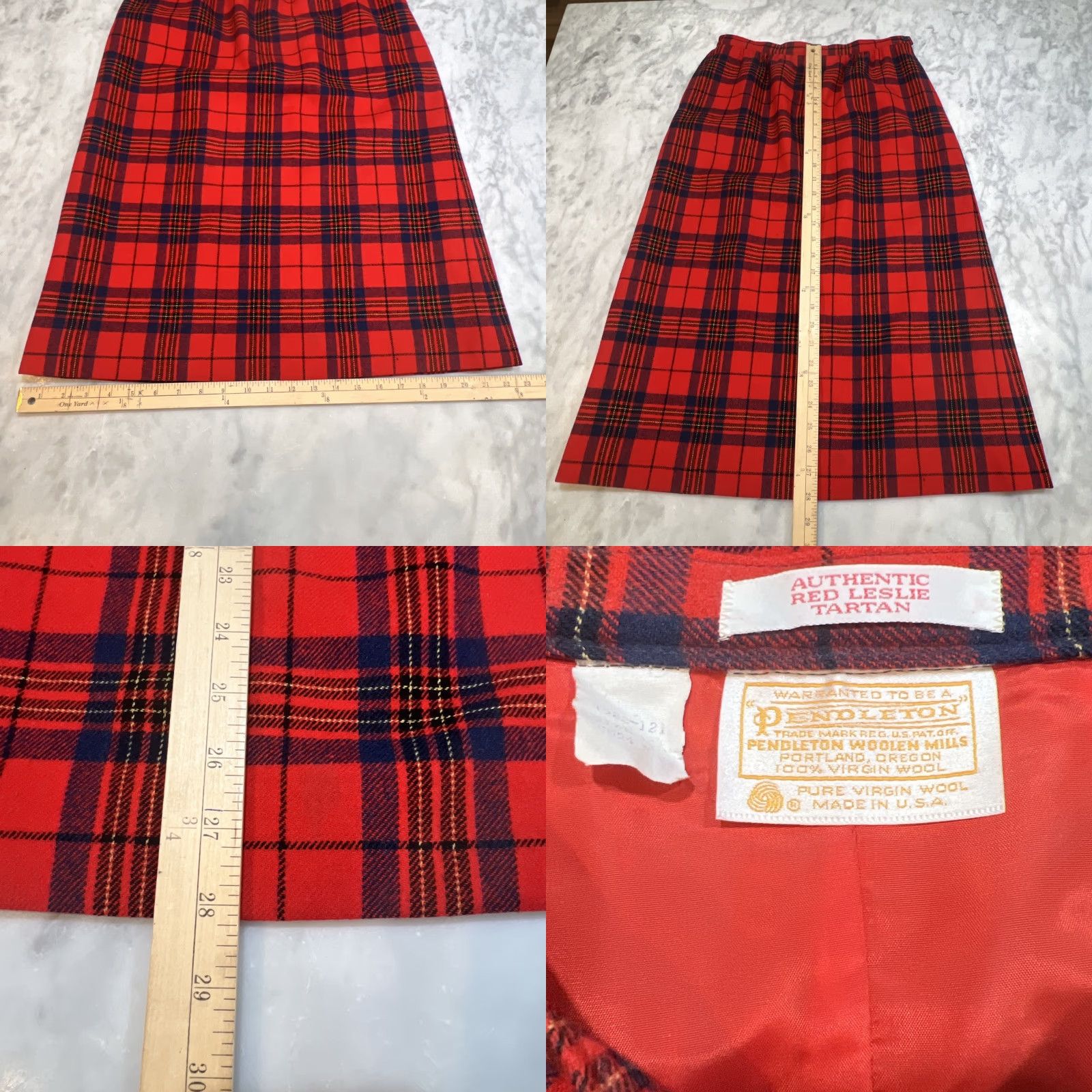 Pendleton VINTAGE Pendleton Wool Skirt Size 10 Women A-Line Knee Length Plaid Red USA Made Leslie Tartan USA Pattern Wool Lined Side Zip Size 32" / US 10 / IT 46 - 8 Thumbnail