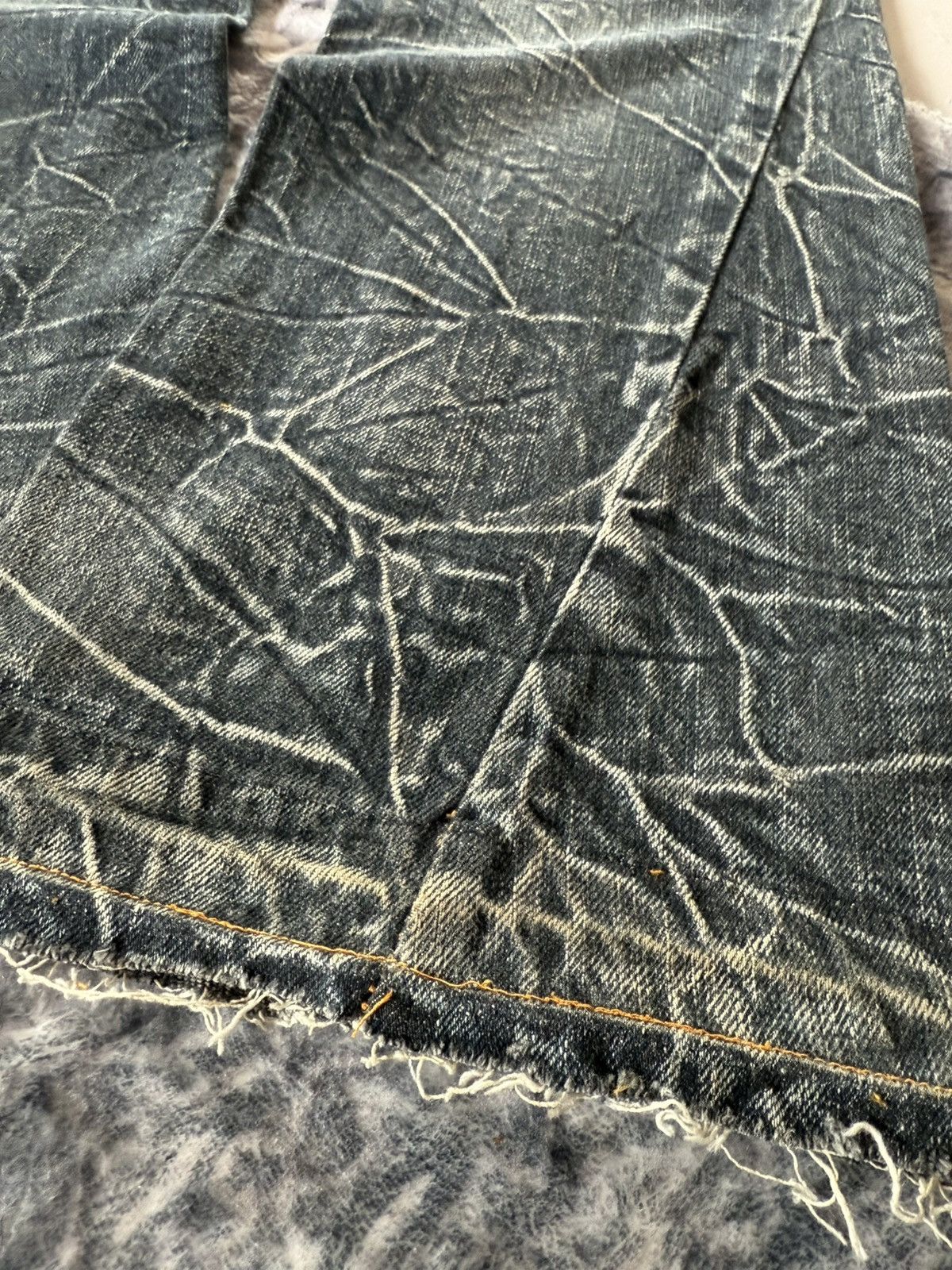 If Six Was Nine Nylaus Japan Shatter Wash Spiral Glam Flared Jeans Size US 30 / EU 46 - 8 Thumbnail