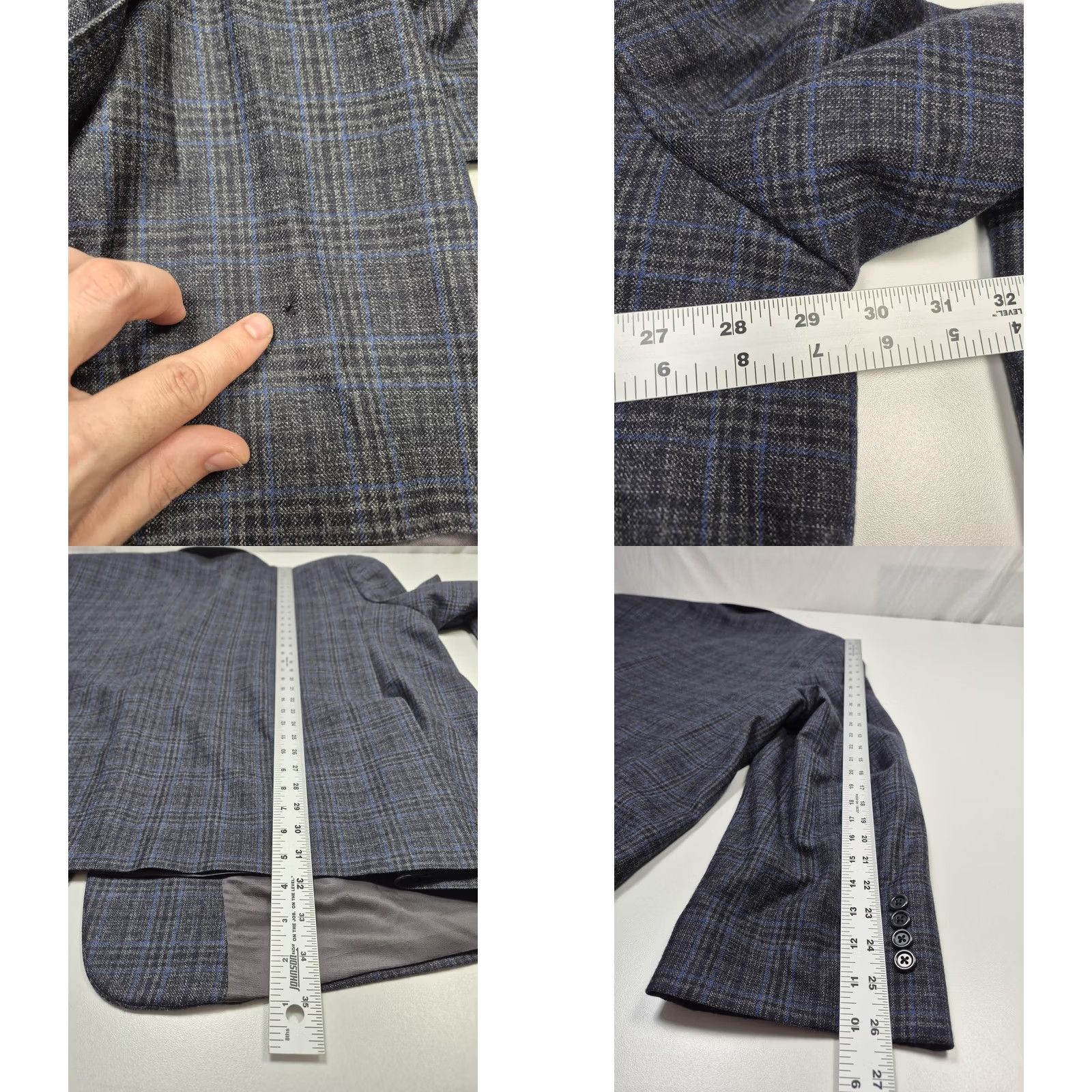 Vintage Oak Hill Premium Mens 3XLT Big Tall Sport Coat Gray Wool Plaid FLAW Size US XXL / EU 58 / 5 - 8 Thumbnail
