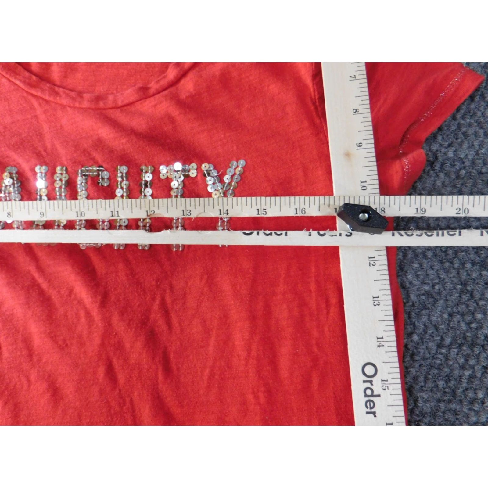 Old Navy Old Navy Blouse Womens L Red Crew Neck Short Sleeve Pullover Casual Cotton Stretch - Basic, Regular, Button, American, Vintage No Size L / US 10 / IT 46 - 5 Thumbnail