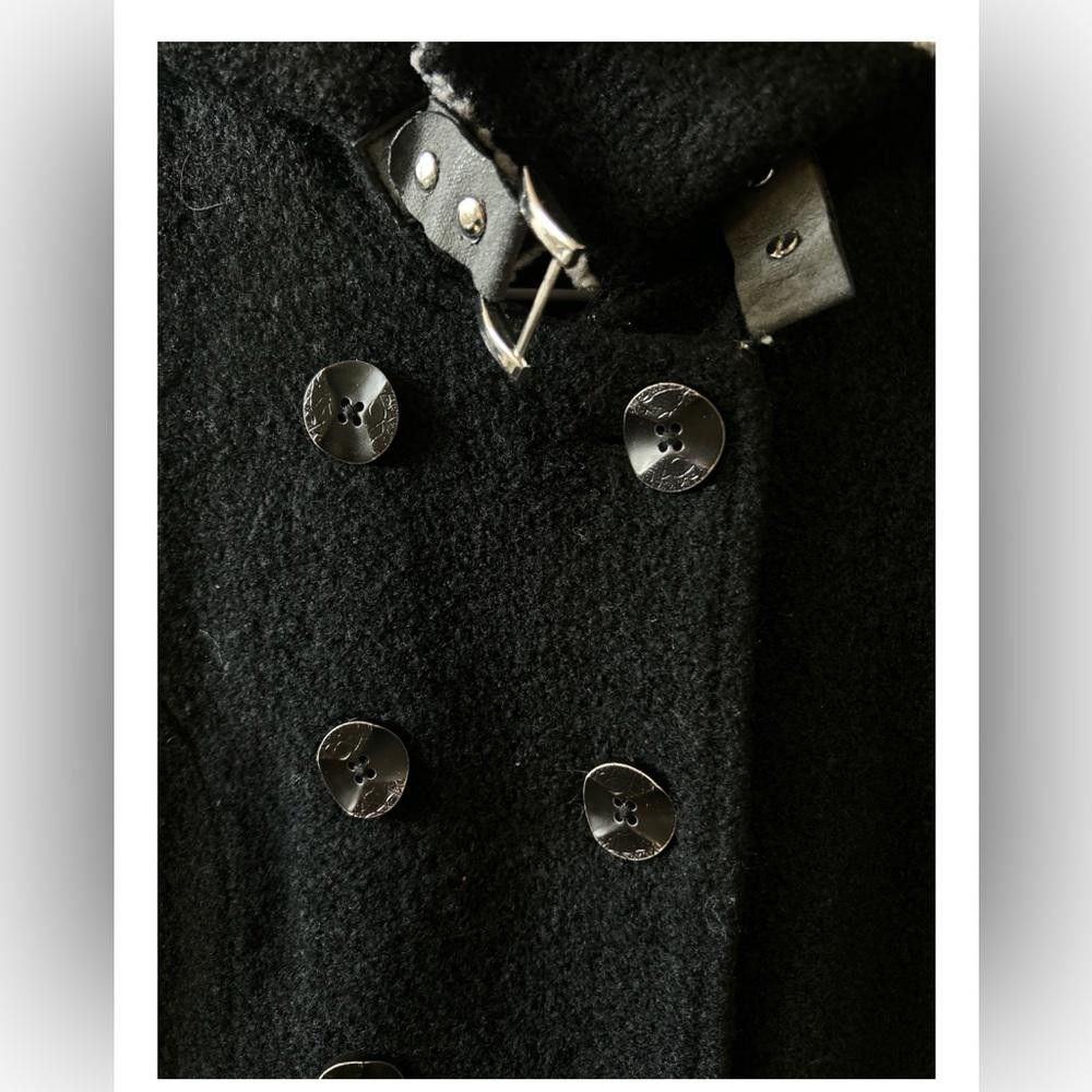 Designer Stylish Black Wool Coat with Faux Fur Collar Size S / US 4 / IT 40 - 2 Thumbnail