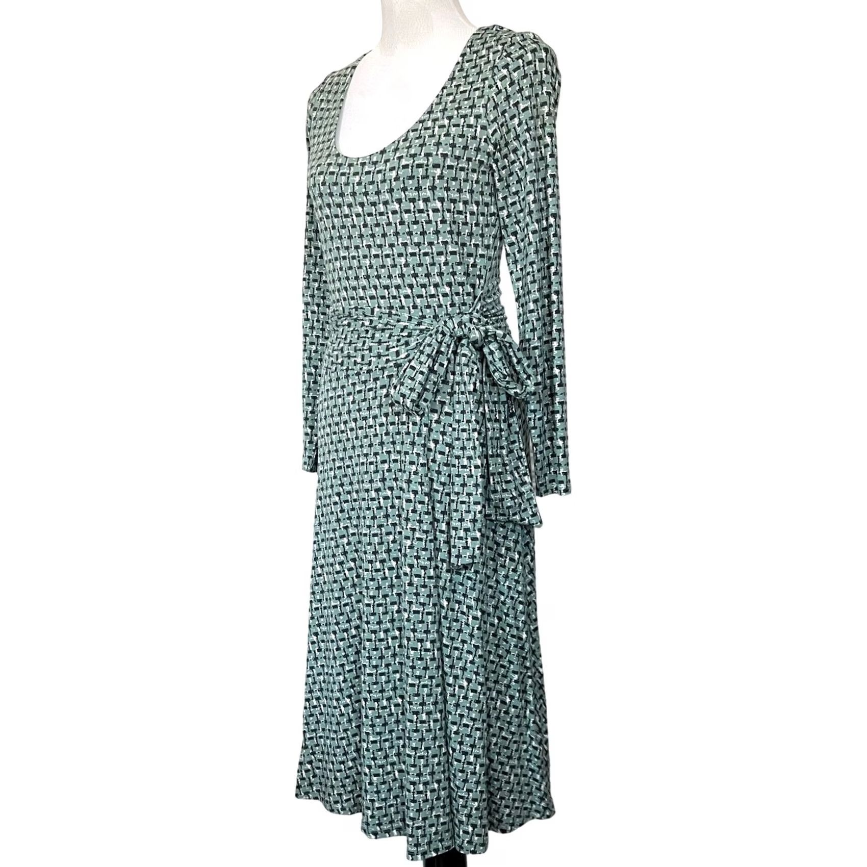 Boden Boden Wrap Dress Stretch Jersey Green Long Sleeve Midi Sylvia Womens US Size 6L Size M / US 6-8 / IT 42-44 - 3 Thumbnail