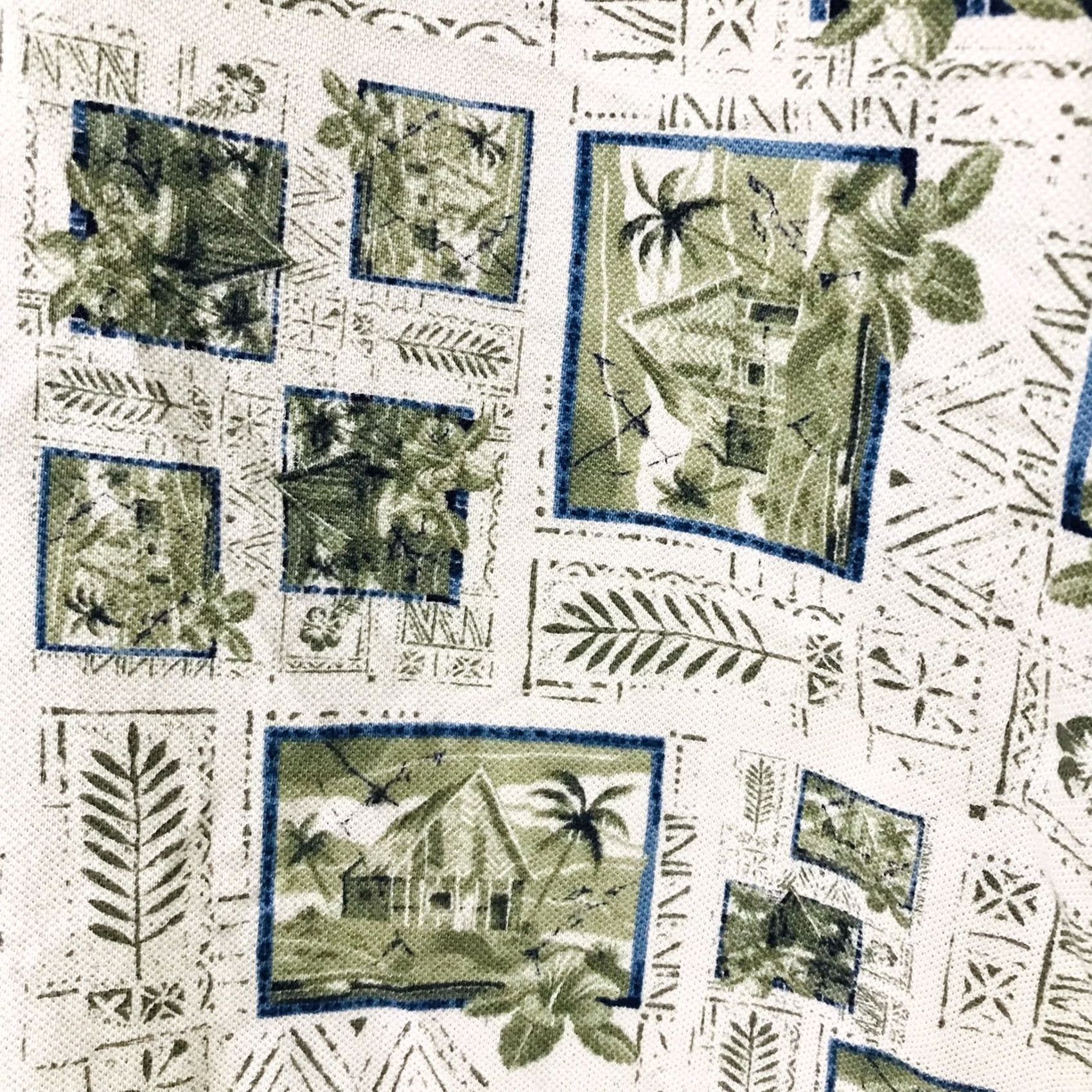 Vintage Knightsbridge Men Polo Shirt XL Tropical Island All Over Print Short Sleeve Green 100% Cotton Casual Golf Tennis Rugby Fishing Beach Size US XL / EU 56 / 4 - 3 Thumbnail