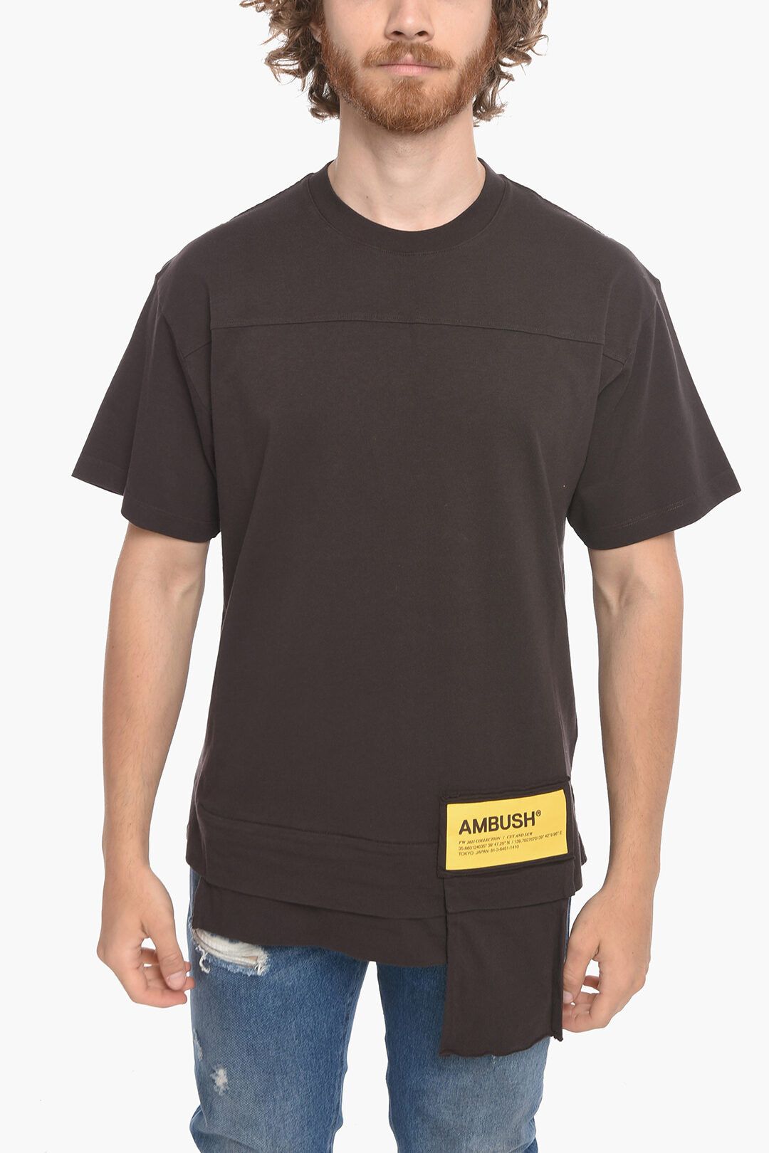 image of Ambush Design Og1Mm0423 Crew-Neck T-Shirt In Brown, Men's (Size Large)