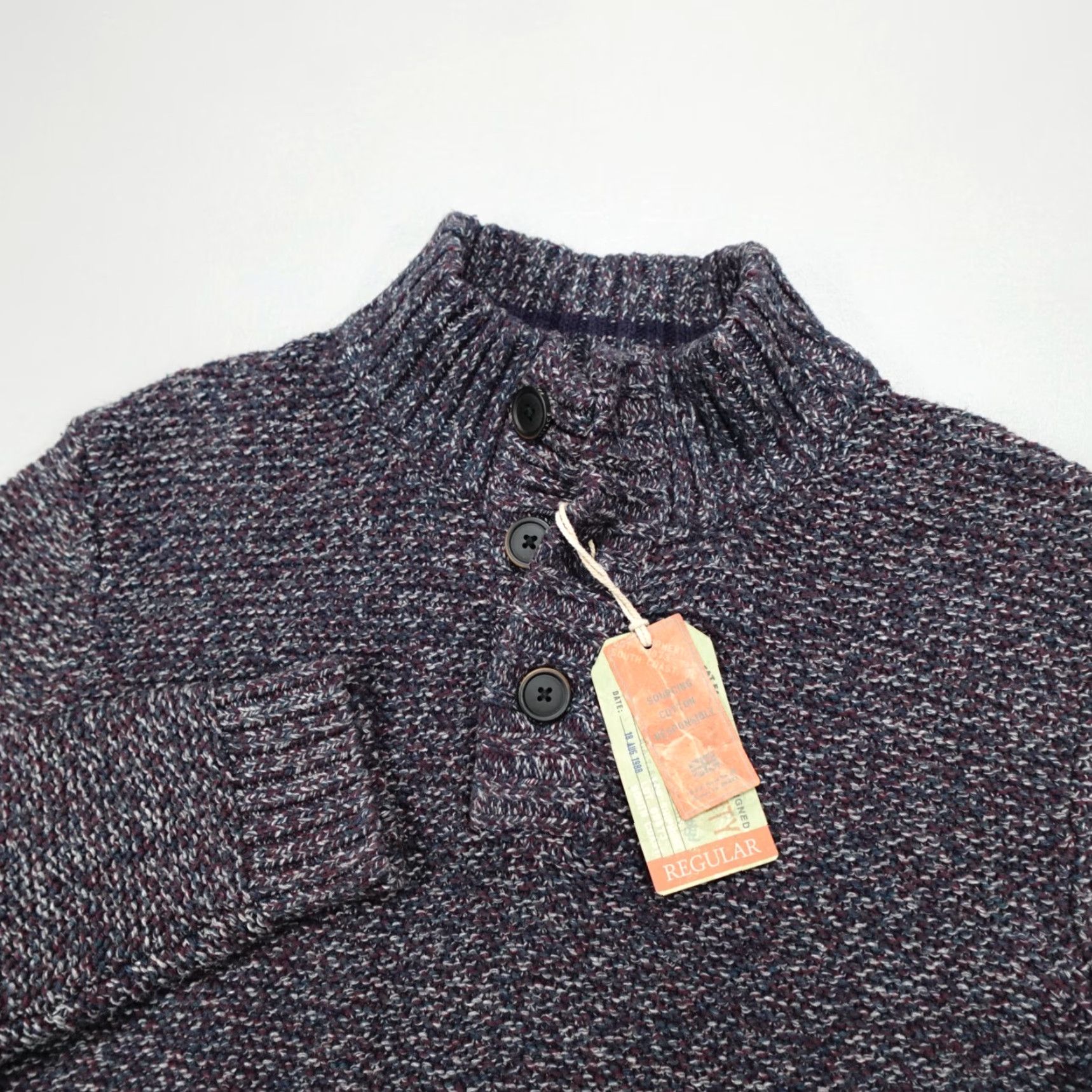 FatFace VINTAGE Fat Face Jumper Hove Twist Half Neck Chunky Knit Plum Heavyweight Men's Size M Size US M / EU 48-50 / 2 - 2 Thumbnail