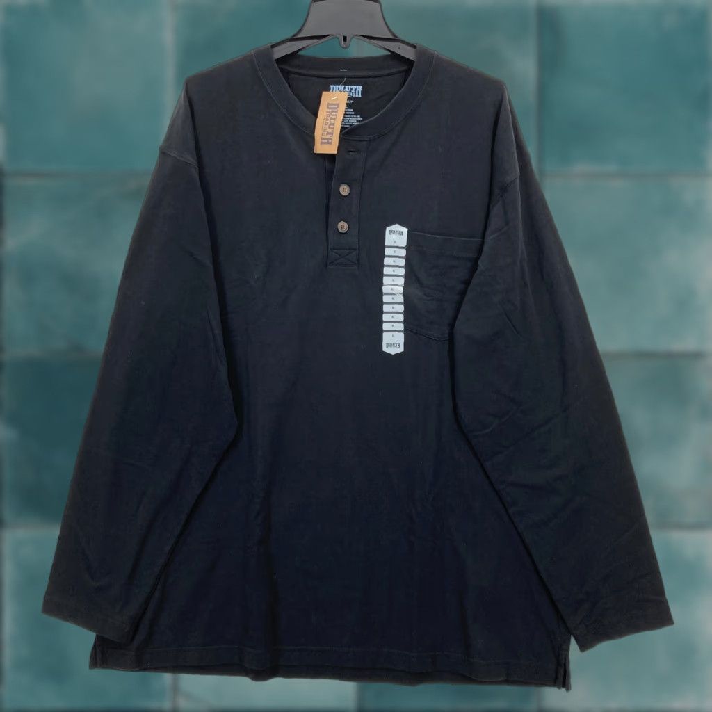 Vintage Duluth Longtail Henley T-Shirt Mens XL Black Long Sleeve Relaxed Fit Workwear Size US XL / EU 56 / 4 - 1 Thumbnail