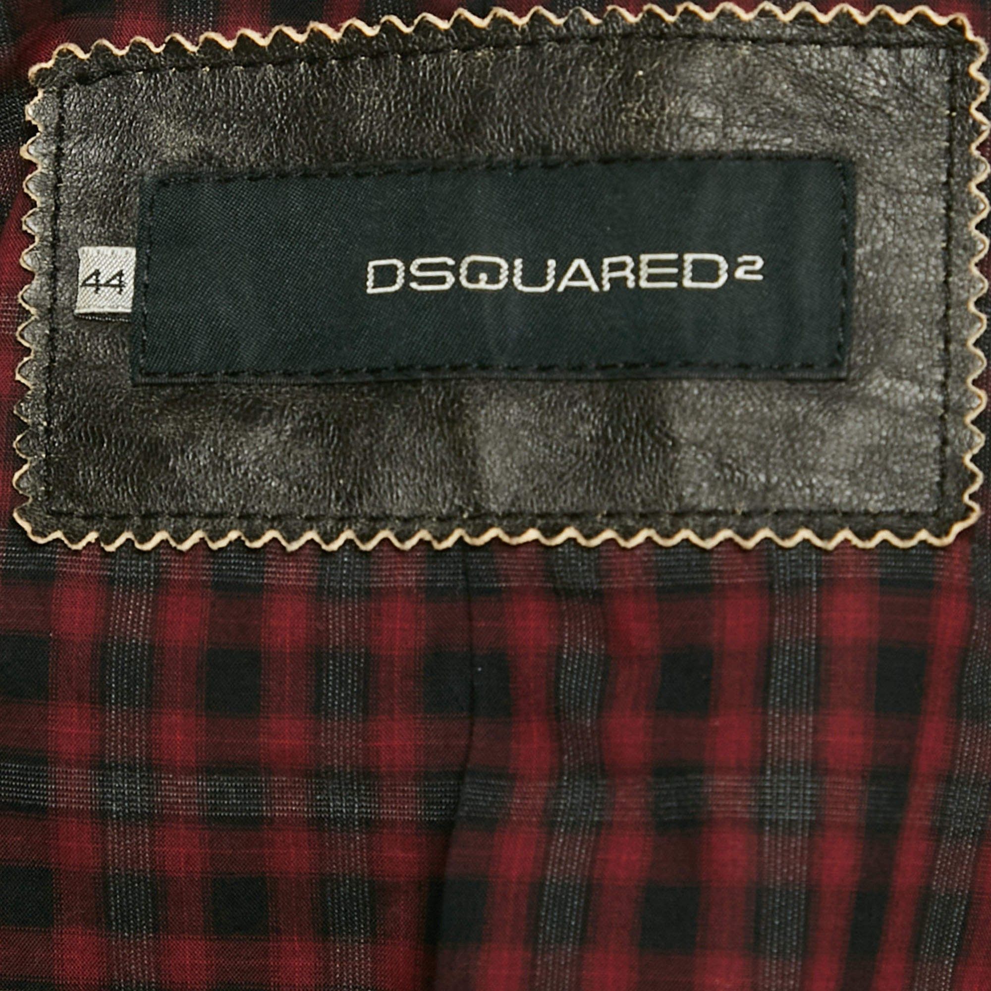 Dsquared2 SHEARLING LEATHER BIKER JACKET Size M / US 6-8 / IT 42-44 - 5 Thumbnail