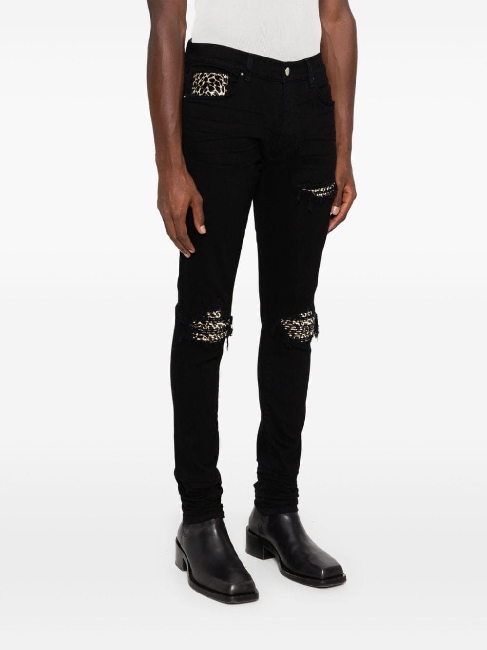 Amiri os11x0625 Leopard MX1 Skinny Jeans in Black Size US 30 / EU 46 - 3 Thumbnail