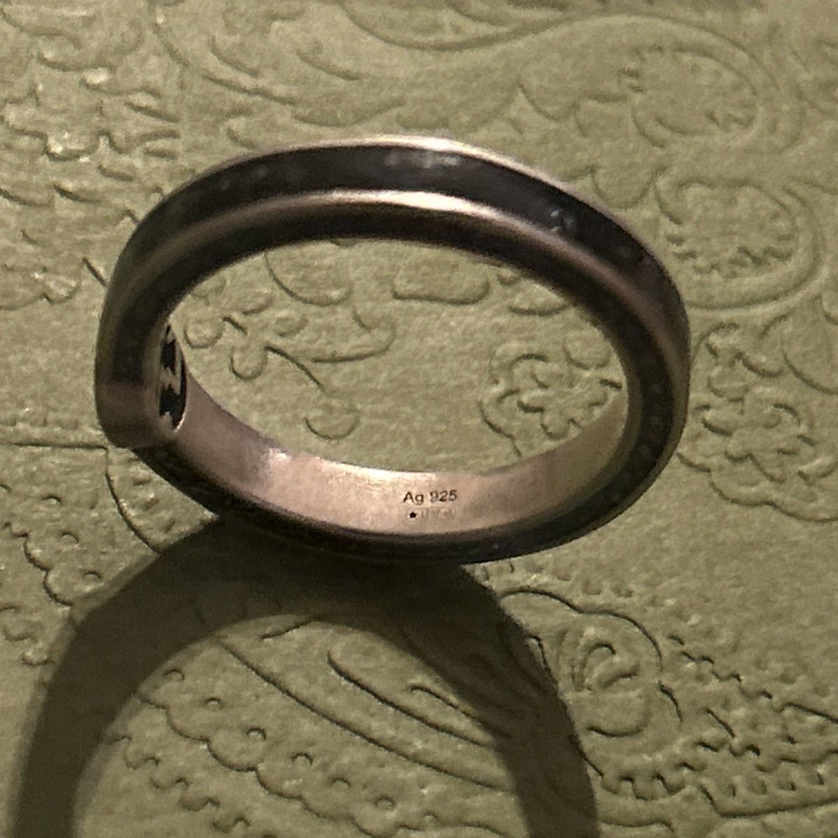 Gucci Gucci Interlocking G Enamel Thin Ring Black Ag925 701620 Size ONE SIZE - 5 Thumbnail
