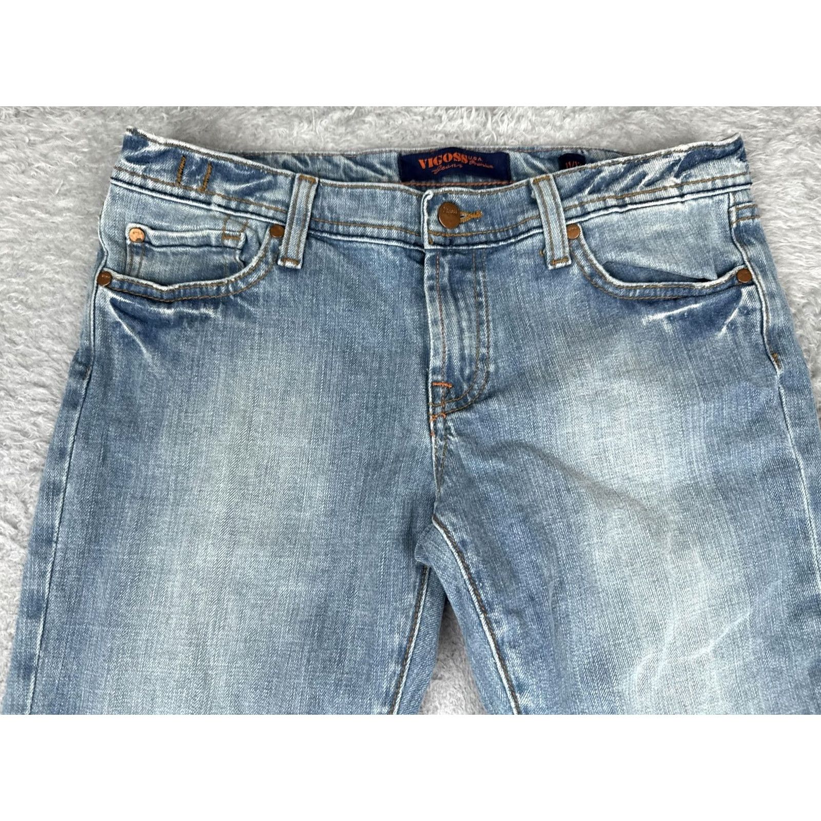 Vintage VIGOSS Bootcut Jeans Juniors 11/12 Light Blue Denim Slim Fit 30in Waist 32in Inseam Women Size 32" / US 10 / IT 46 - 4 Thumbnail