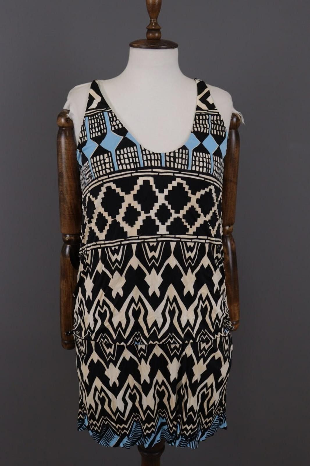 Designer Miss Sixty Collection Black Abstract Stretch Short Dress M Size M / US 6-8 / IT 42-44 - 1 Thumbnail