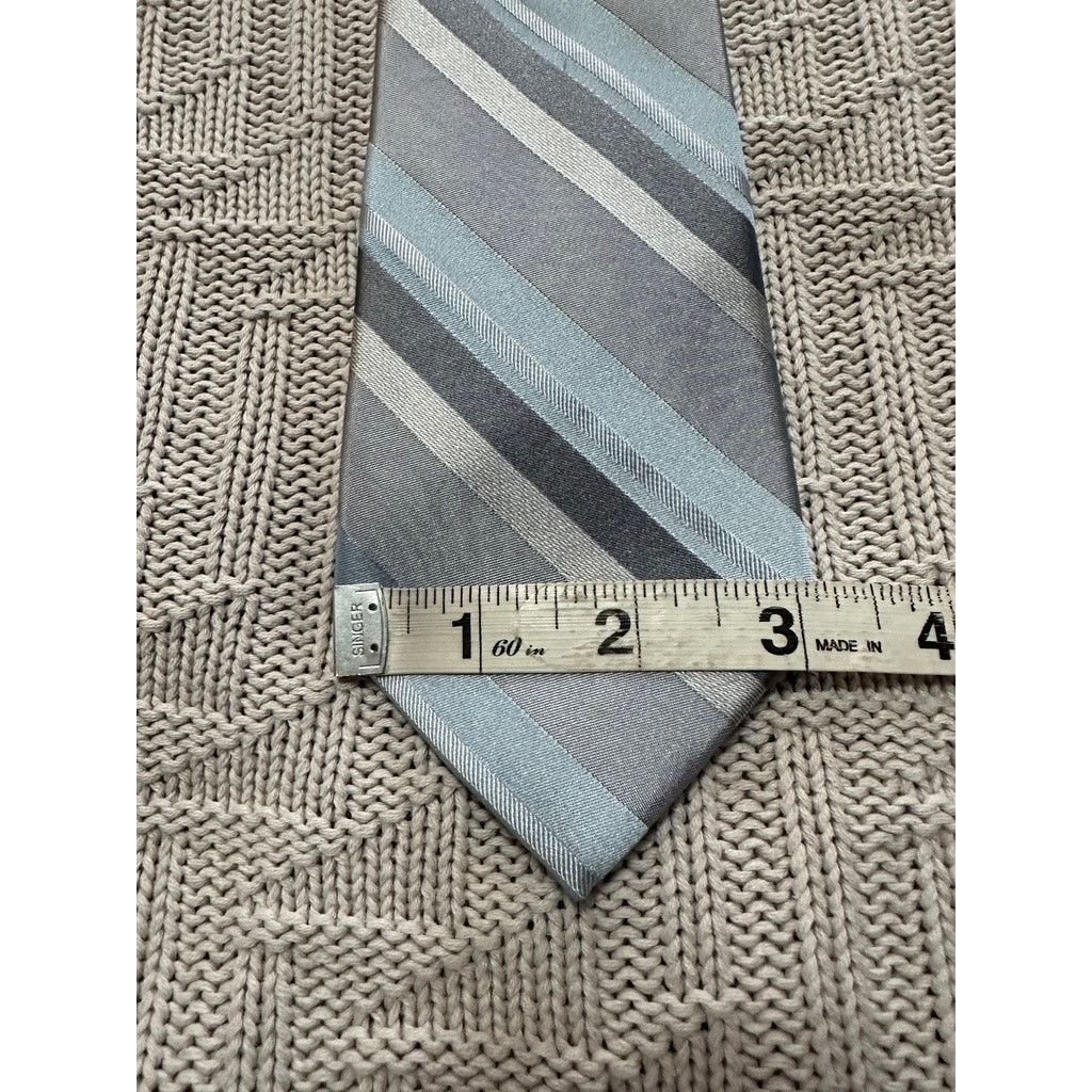 Calvin Klein Calvin Klein silver striped silk tie Size ONE SIZE - 5 Thumbnail