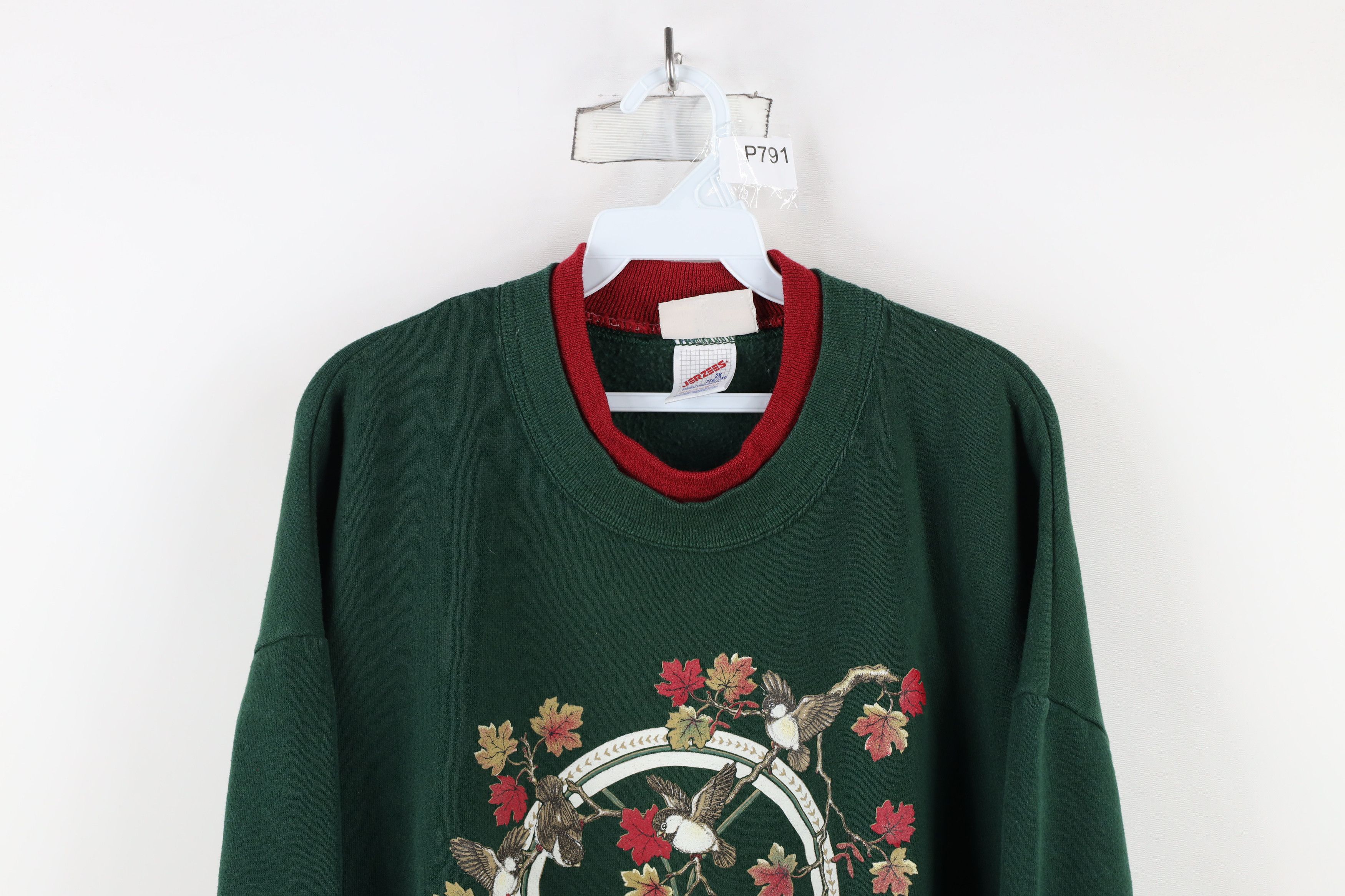 Vintage Vintage 90s Streetwear Cat Kitten Bird Flower Sweatshirt USA Size XXL / US 16-18 / IT 52-54 - 2 Thumbnail