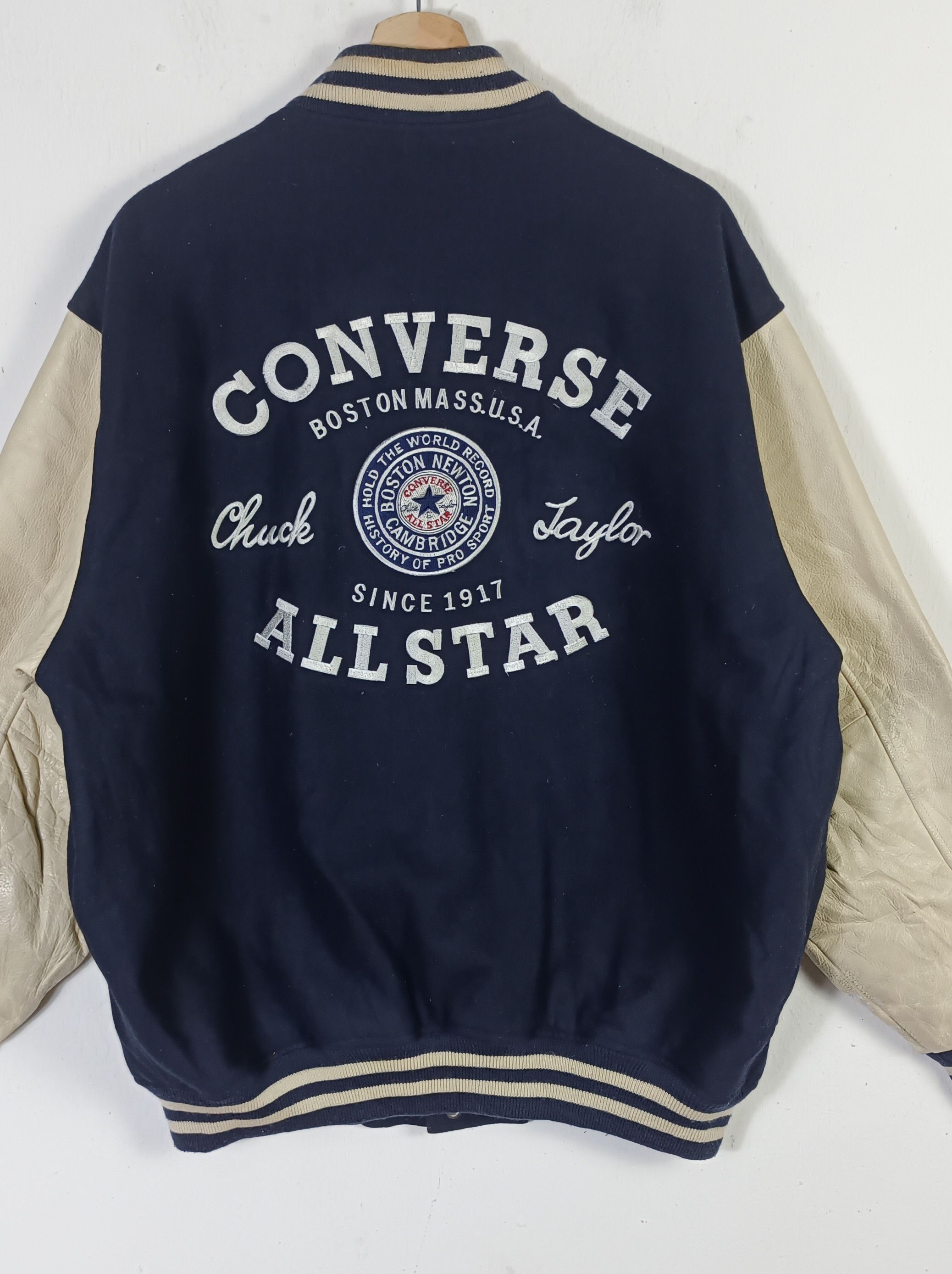 Converse CONVERSE Embroidery logo Leather Sleeve Varsity Jacket Size US XL / EU 56 / 4 - 4 Thumbnail