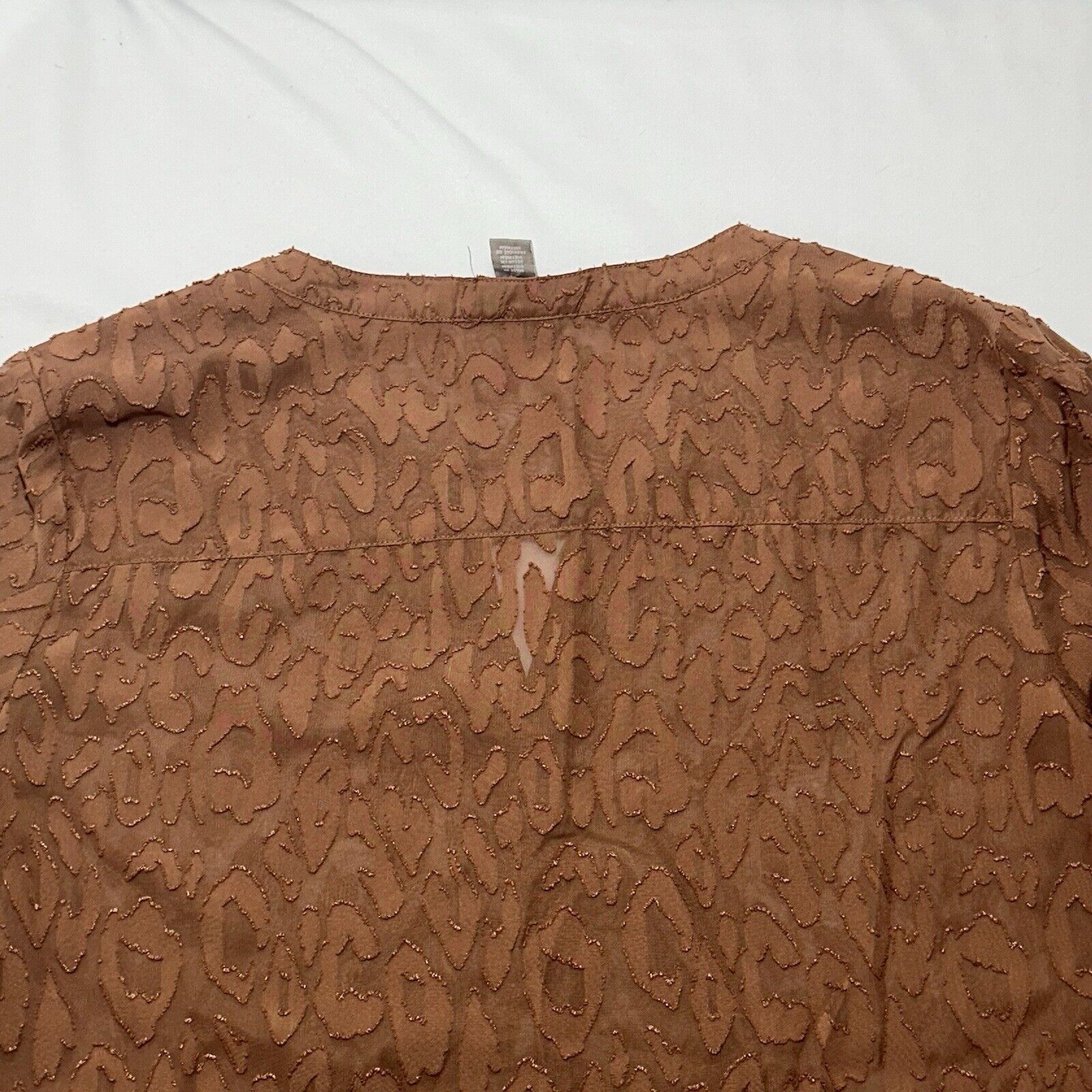 Chicos Chicos Large Brown Animal Print 3/4 Sleeve Sheer Blouse Size L / US 10 / IT 46 - 14 Thumbnail