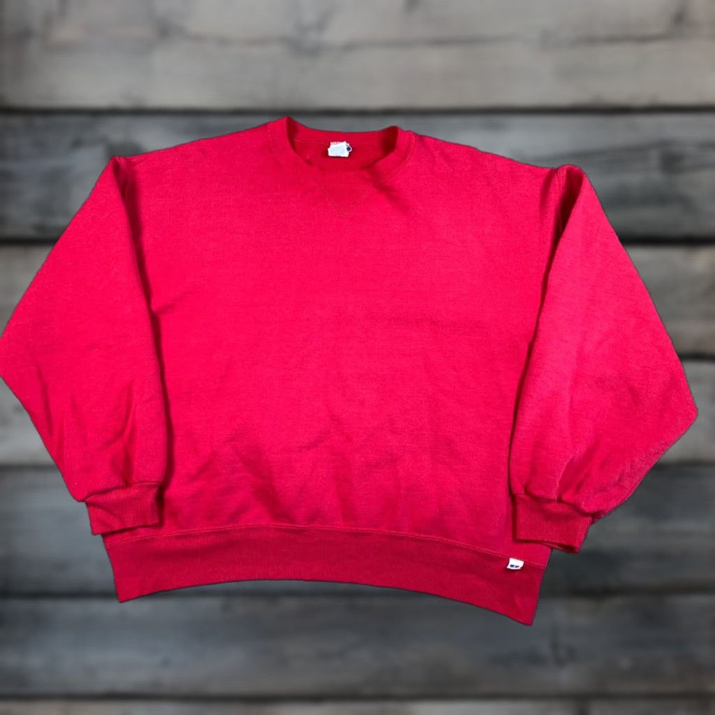 Russell Athletic VINTAGE Russell Athletic Sweatshirt Adult 2XL Red Crewneck 50/50 USA Tag Blank 90s Hipster Retro Mens Size US XXL / EU 58 / 5 - 1 Thumbnail