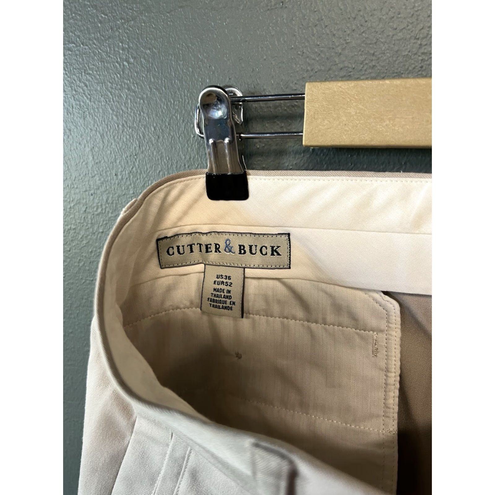 Cutter & Buck Cutter & Buck Mens Dress Pants Beige 36x36 Straight Leg NWT Size US 36 / EU 52 - 3 Thumbnail
