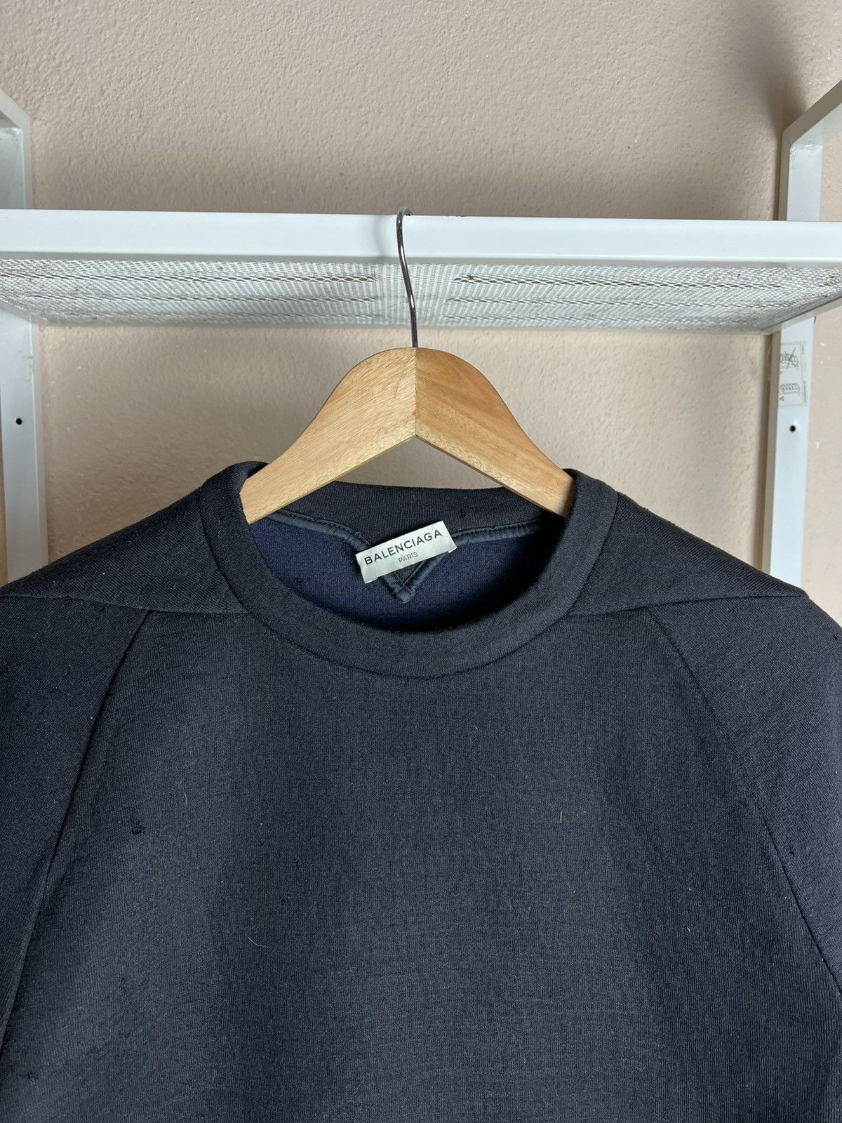 Balenciaga Distress Balenciaga Polyster Sweatshirt Black Plain Size US M / EU 48-50 / 2 - 2 Thumbnail