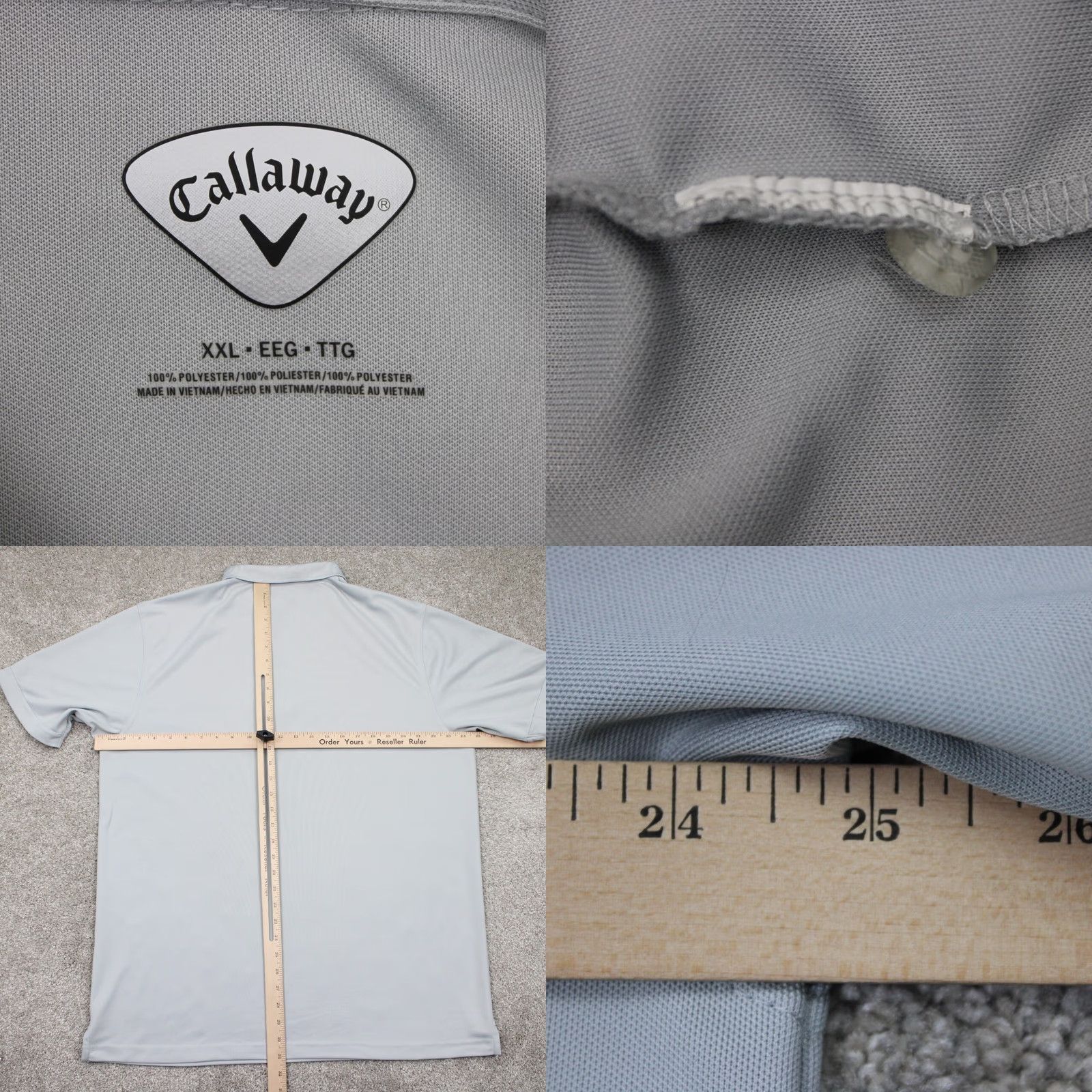 Callaway Callaway Polo Shirt Mens 2XL Gray Short Sleeve Stretch Collared Golf Pullover S/S Polo Shirt Size US XXL / EU 58 / 5 - 8 Thumbnail