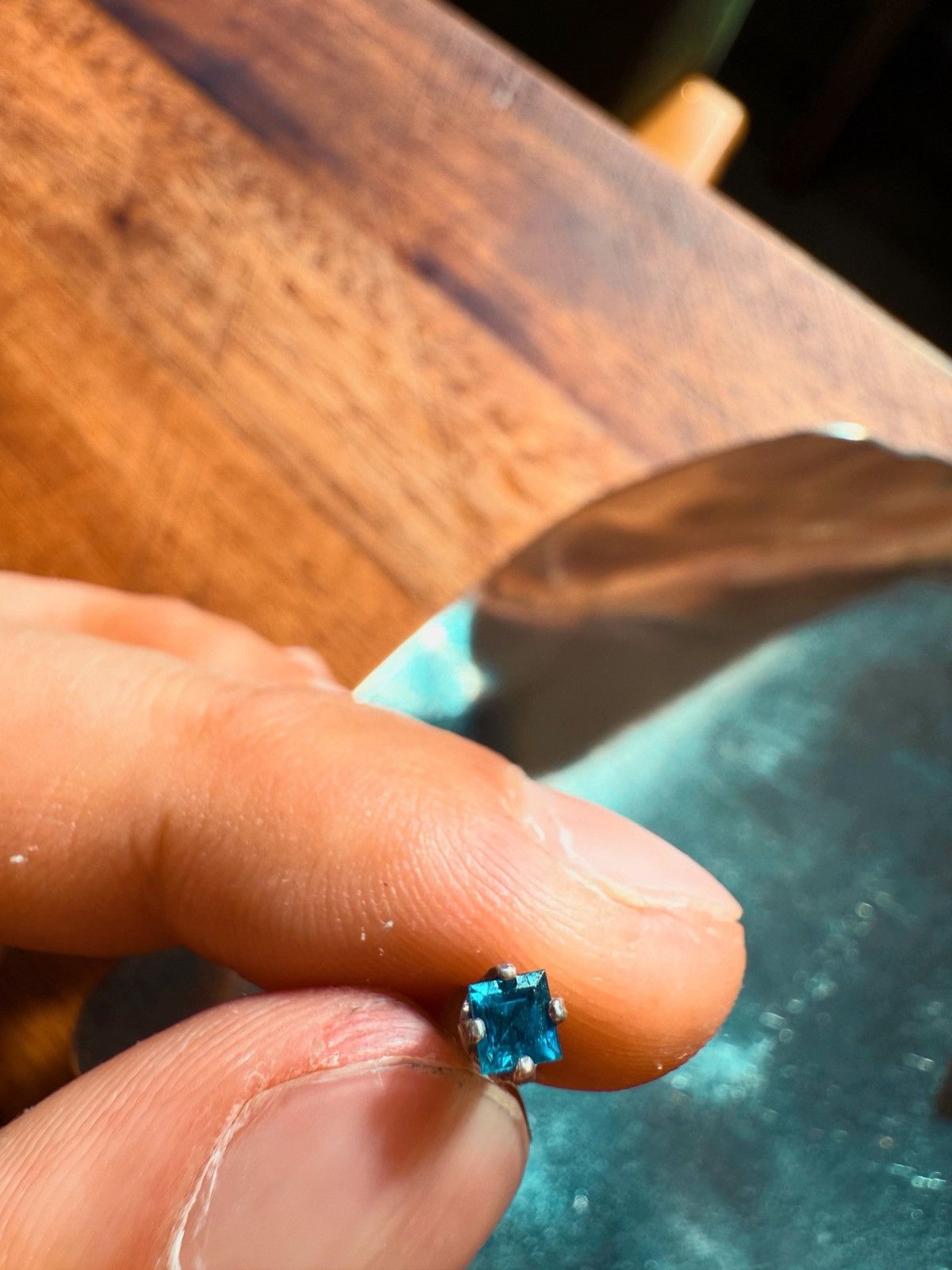 Other Elegant Sterling Silver Blue Stone Stud Earrings – Square Size ONE SIZE - 4 Thumbnail