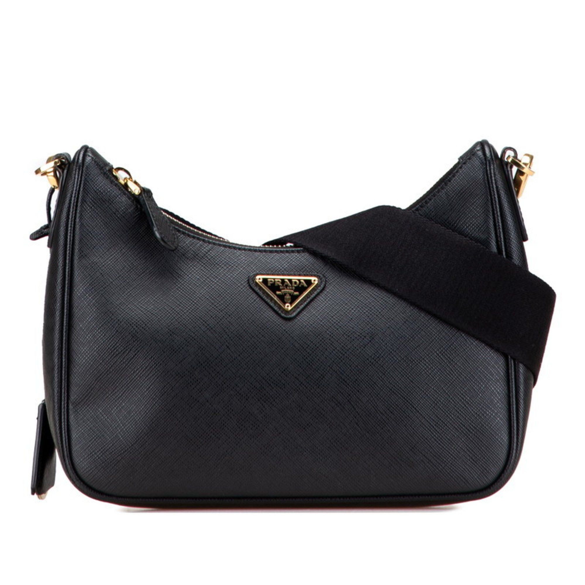 Prada Prada Triangle Logo Plate Shoulder Bag 1BH204 Black Saffiano Leather Women's PRADA Size ONE SIZE - 1 Thumbnail